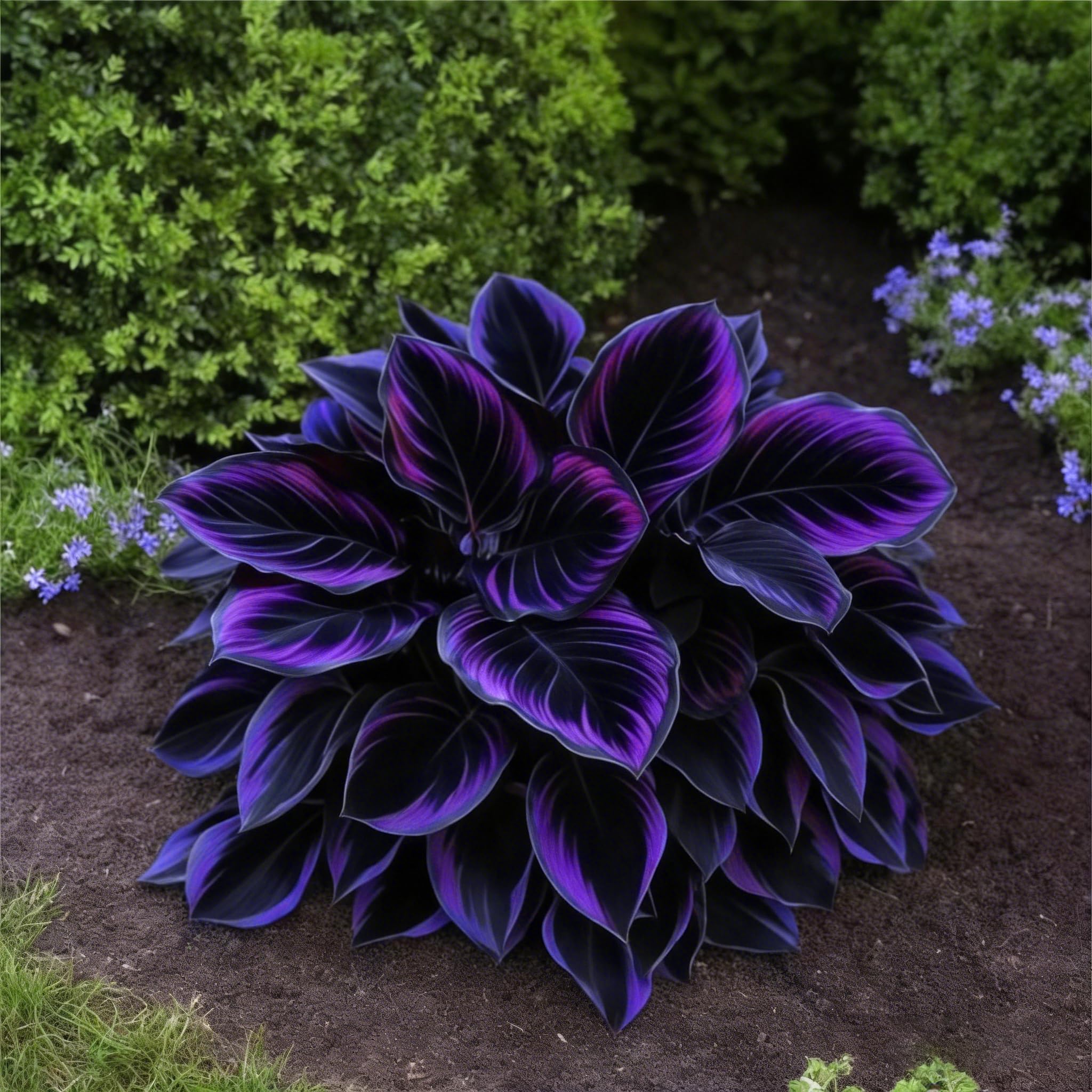 Excellent Display Midnight Blue Heart Hosta Bulbs, Suitable for Shade Planting, Perennial Low Maintenance,-8 Bulbs-E