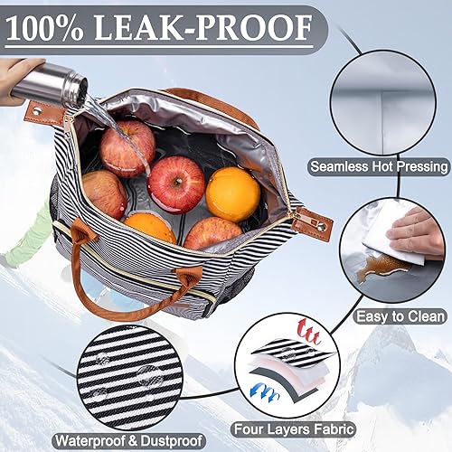 Miniatura 9 de Lonchera aislada para mujeres y hombres, lonchera a prueba de fugas para adultos para el trabajo, bolsa de almuerzo reutilizable