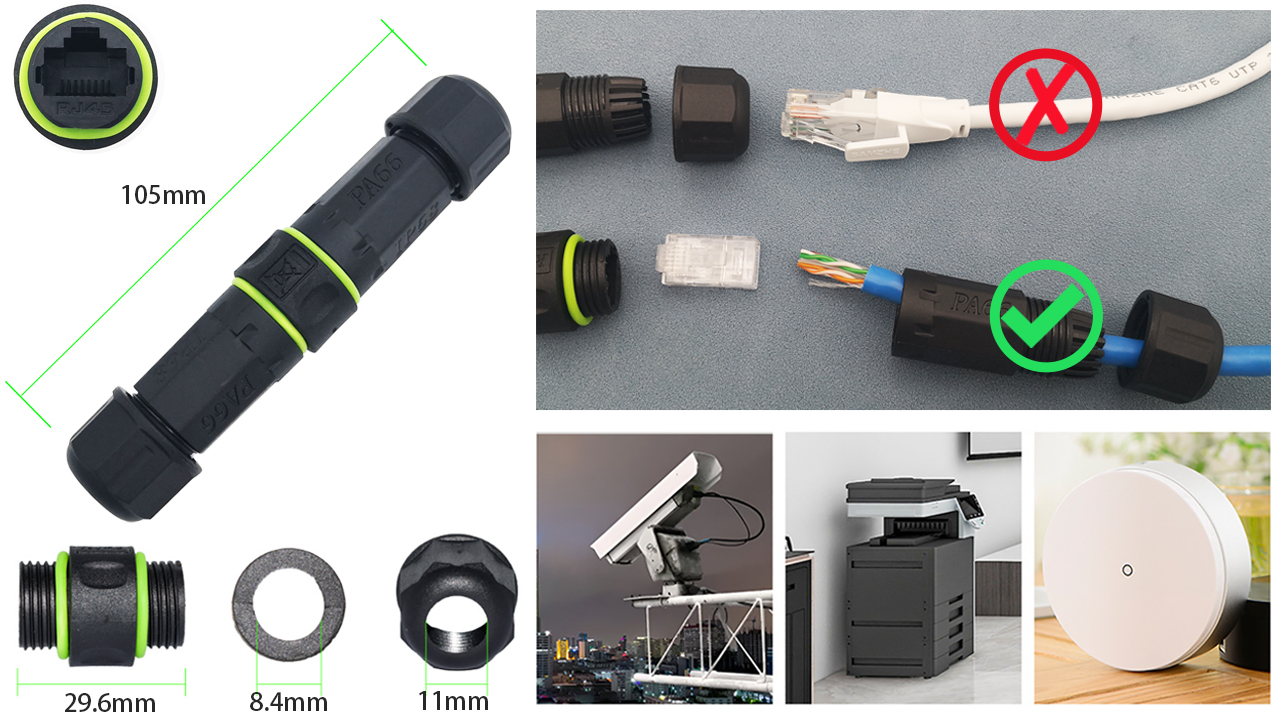 Amazon.co.jp: CTRICALVER 1 個 RJ45防水コネクタ、IP68屋外