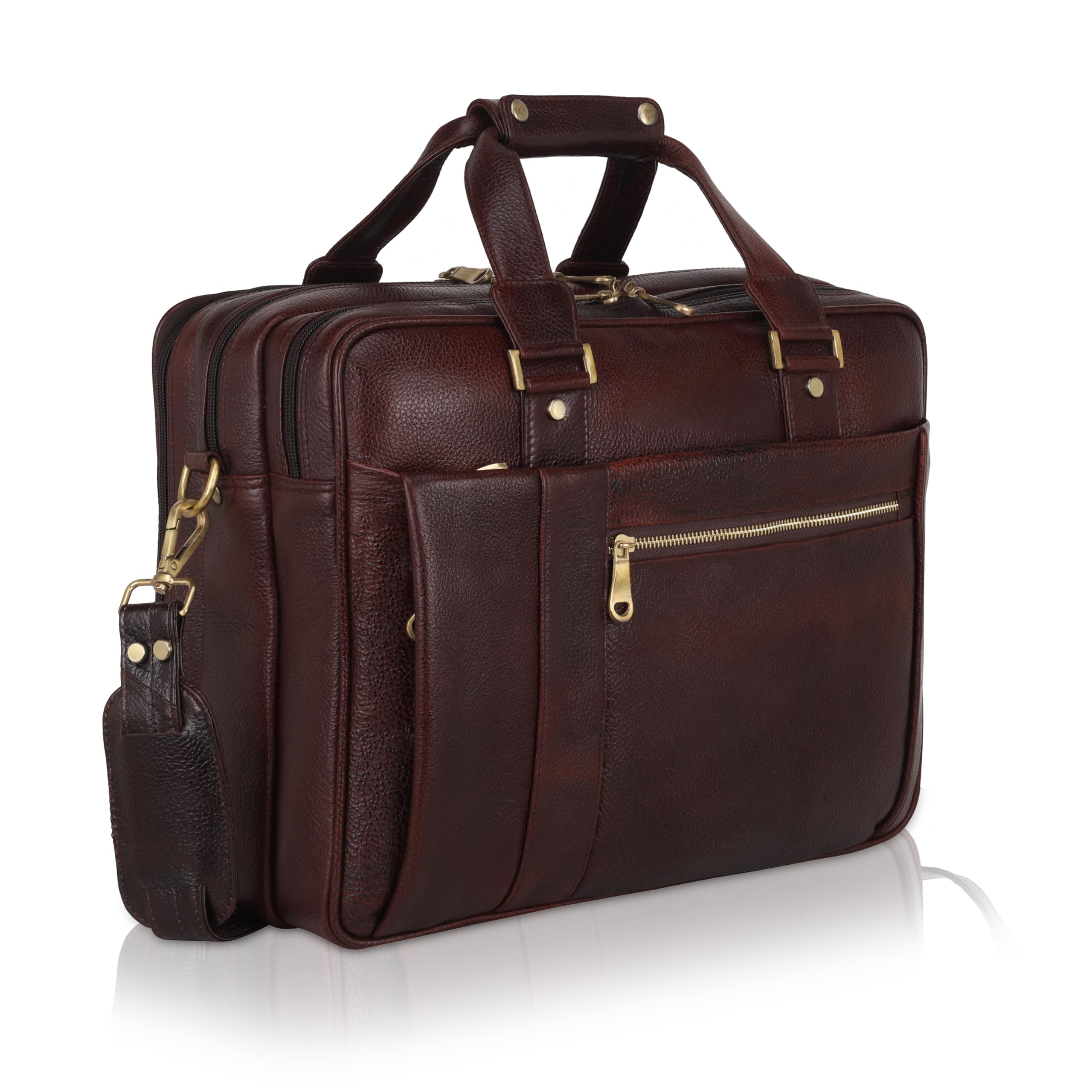 dorper moneyhill Genuine Leather Office Bag Durable Professional Briefcase Best Laptop Messenger Bag for Men MacBook Formal Office Bag Unisex with Trolley Strap LB7-M (ELITE BROWN, Leather)-picture-32