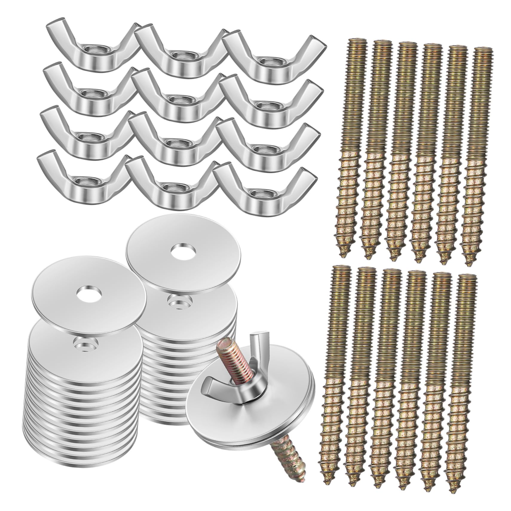 BESPORTBLE 12 Sets Bird Perch Stand Screws Washers Double Ended Mounting Hardware Bird Cage Accessories Set for Feeders Stable Platform M5*50