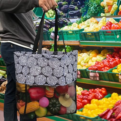 Miniatura 4 de hsmyank Paquete de 4 bolsas de playa de malla reutilizable, malla con tela de patrón, versátil para regalos, comestibles, compras, natación,