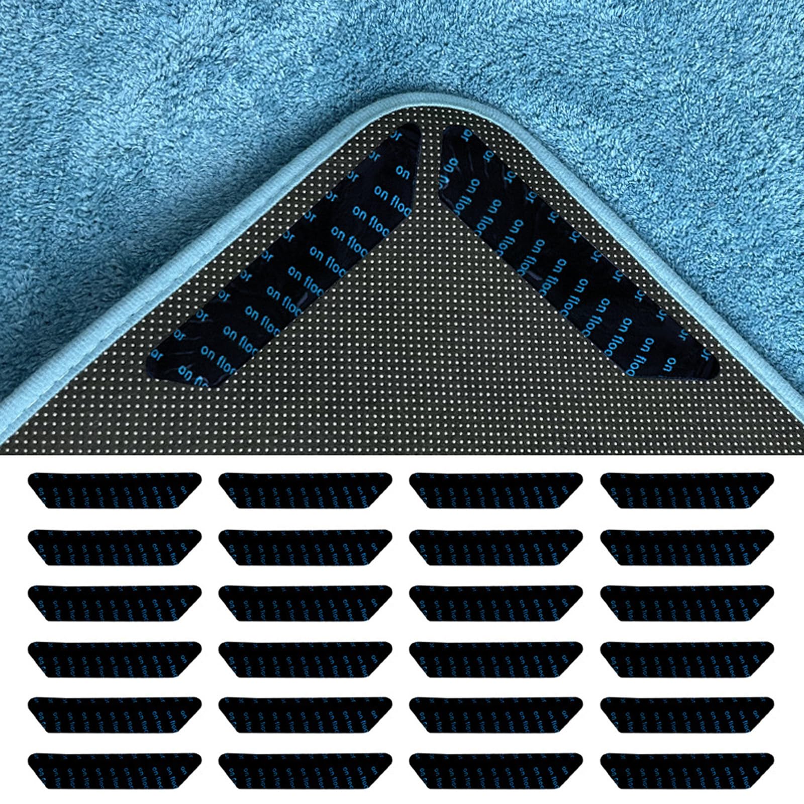 JIUDUOYUAN 24 PCS Rug Tape，Rug Gripper Pads，Non Slip Rug Grippers，Non Slip Rug Pads for Hardwood Floors and Tiles，Hold Carpet in Place on Hardwood