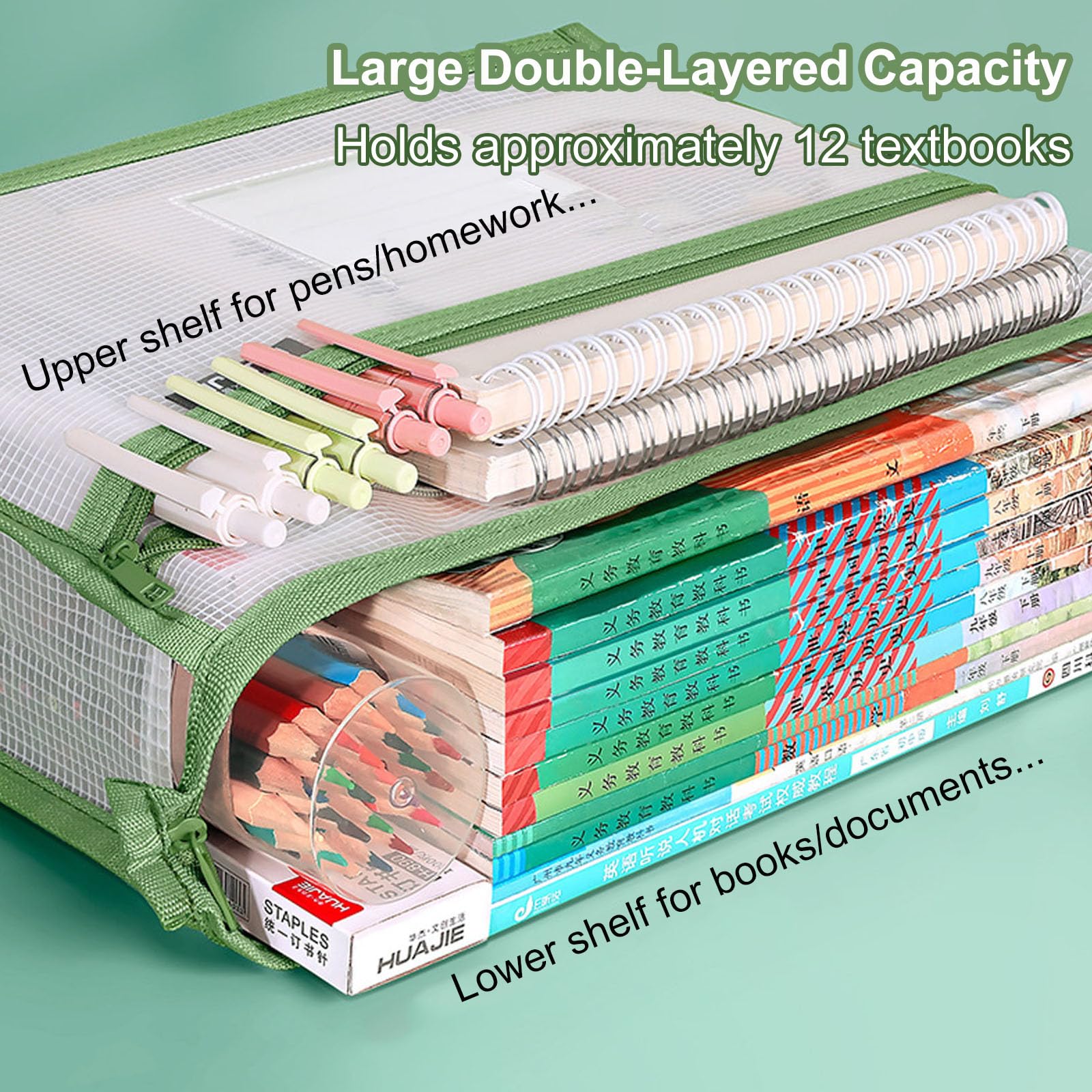 4 Pack A4 Plastic Envelope Wallets Folders EVA Wallet with Popper Mesh Book Bags Double Layer Mesh Zipper Pouches File Bags File Document Wallets Document Folder Pockets Envelopes with Card Slot - Image 3