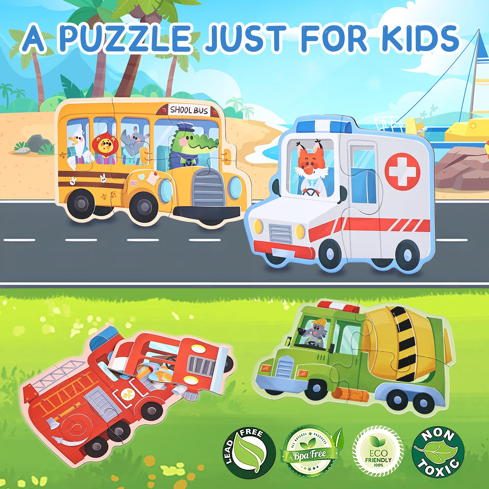 BBLIKE Bambini Montessori Puzzle Giocattoli - Puzzle per Bambini Confezione da 6 Puzzle Jigsaw Puzzle Bambino Giocattoli per 3 4 5 anni Montessori Regali educativi (Trasporto)