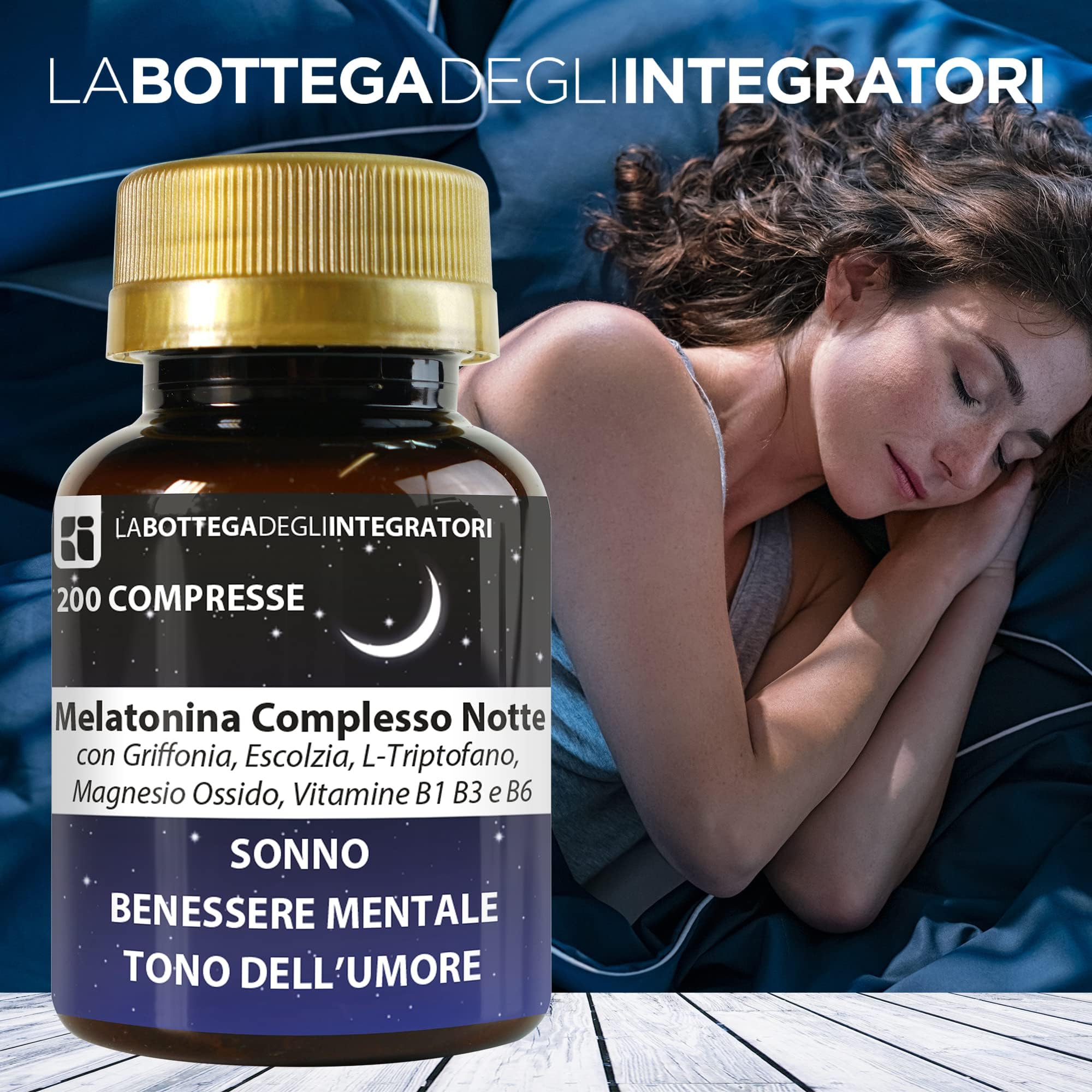 Melatonina Complesso Notte 3000 Compresse 1 al dì | con Griffonia Escolzia Triptofano Magnesio Vitamine B1 B3 B6 | Sonno Umore e Rilassamento | Non animale LA BOTTEGA DEGLI INTEGRATORI