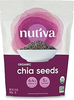 Nutiva Organic Premium Raw Black Chia Seeds, 12 Oz, USDA Organic, Non-GMO, Whole 30 Approved, Vegan, Gluten-Free & Keto, N...