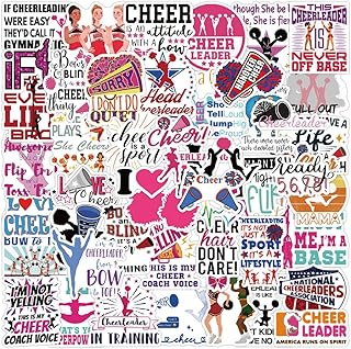 Cheer Stickers, 50 Pcs Cheerleaders Cheerleading Motivational Positive Decals Stickers for Water Bottle Laptop Window Guitar Cup Computer Snowboard Decor Decals for Teens Girls (Cheerleaders)