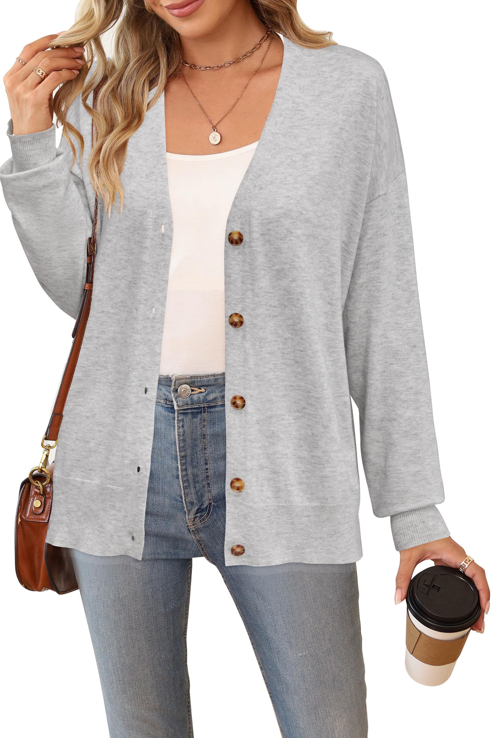 Arach&Cloz Women’s Wool Blend Lightweight Summer Business Casual Cardigan Sweaters