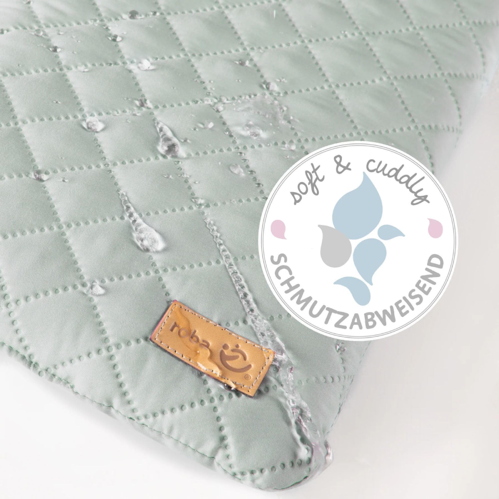roba Wickelauflage soft roba Style - 85 x 75 cm - Wickeltischauflage abwaschbar - Baby Wickelunterlage mit Hasen Motiv - Lil Cutie Lily - Frosty Green