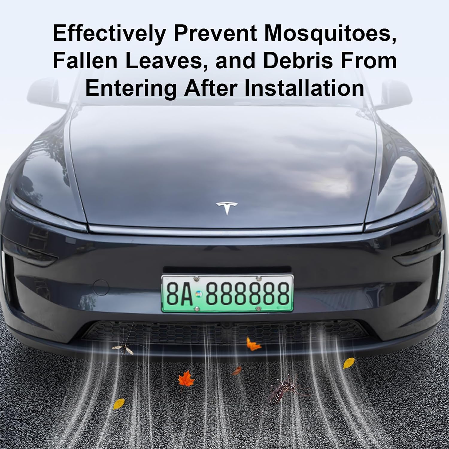 Black Grille Mesh Inserts for 2025-2026 Tesla Model Y Juniper (Refresh) - Front Bumper Air Inlet Vent Cover for Premium Version - Compatible with AWD/LR (Not Fit Standard/Performance)