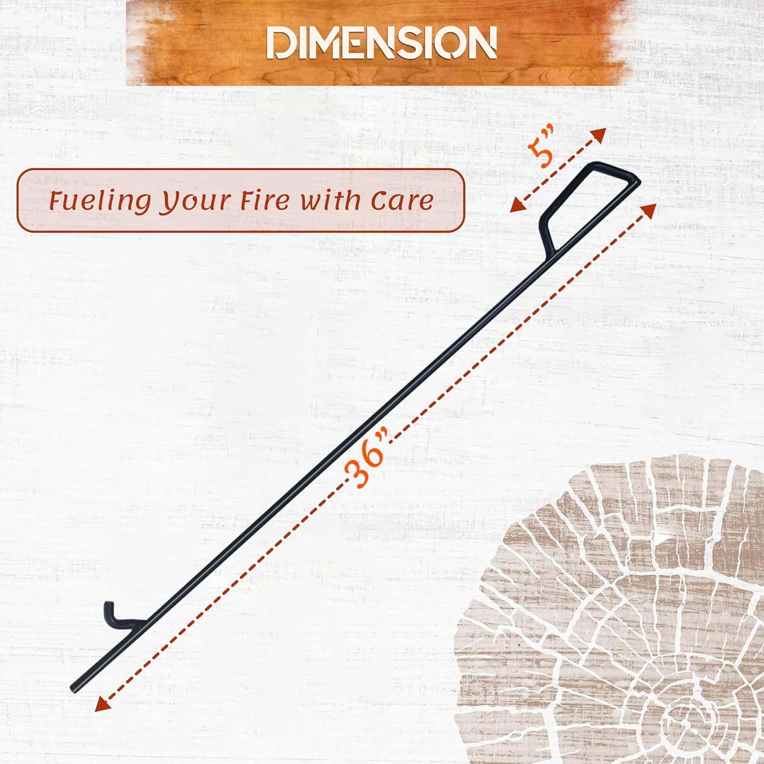 FEBTECH - Alloy Steel Fireplace Poker - 36 Inch Fire Poker Crafted for Durability with Sleek Black Powder Coating - Ideal for Indoor Fireplace, Outdoor Fire Pit, Barbecue Grills, Outdoor Camping