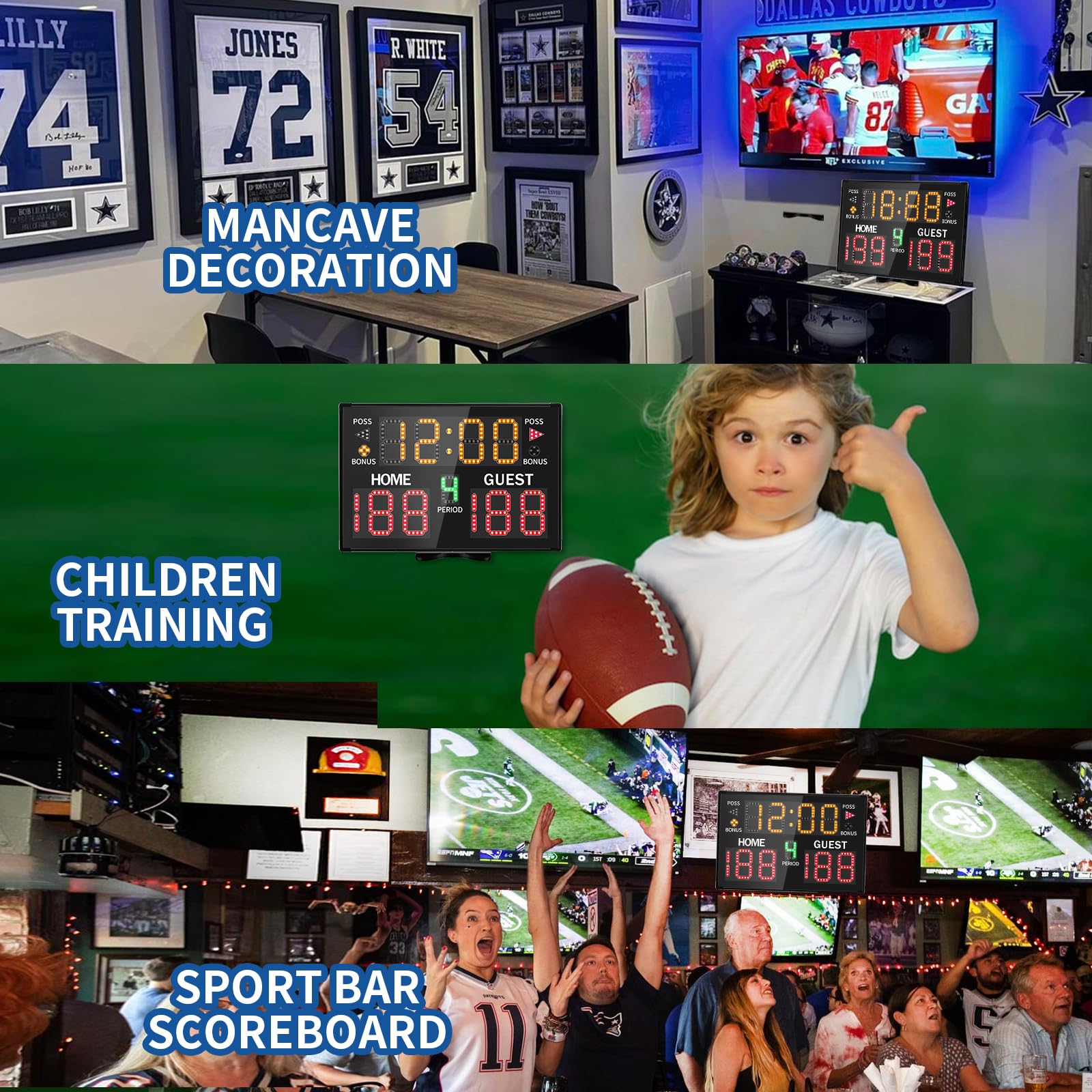 LUCKY TIME Multisport Tabletop Electronic Scoreboard,Battery Powered Digital Scoreboard with Remote,Used for Basketball,Volleyball,Wrestling,Football - Image 6