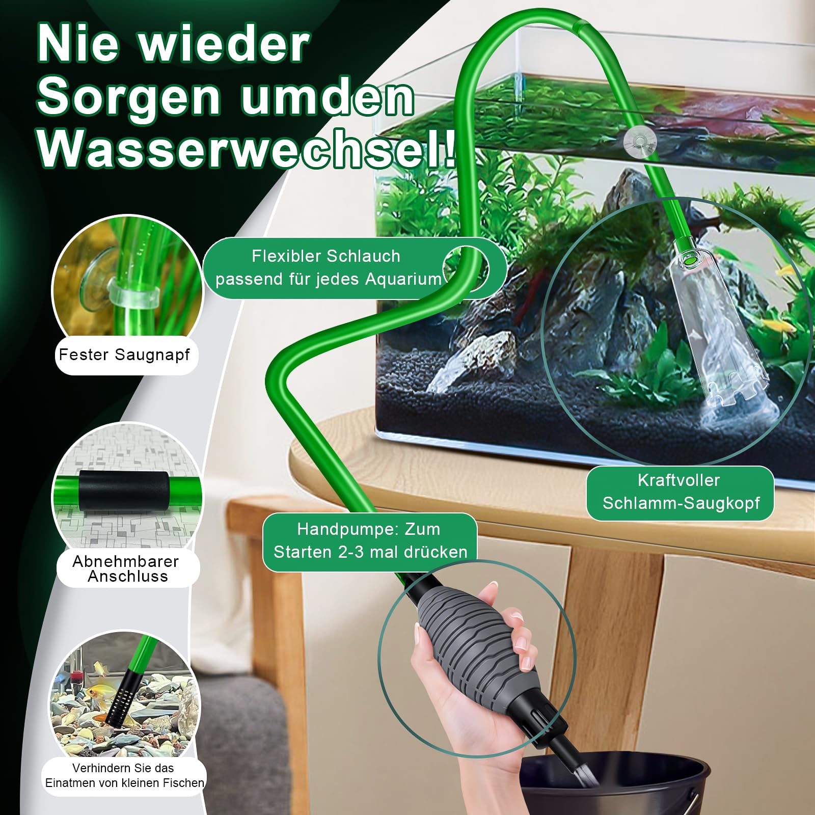 boxtech Aquarium Reiniger, Aquarium Wasserwechsel, Aquarium-Reinigung Sand Filter Fisch Tank Kiesfilter Einstellbare Durchflussregelung für Wasserwechsel