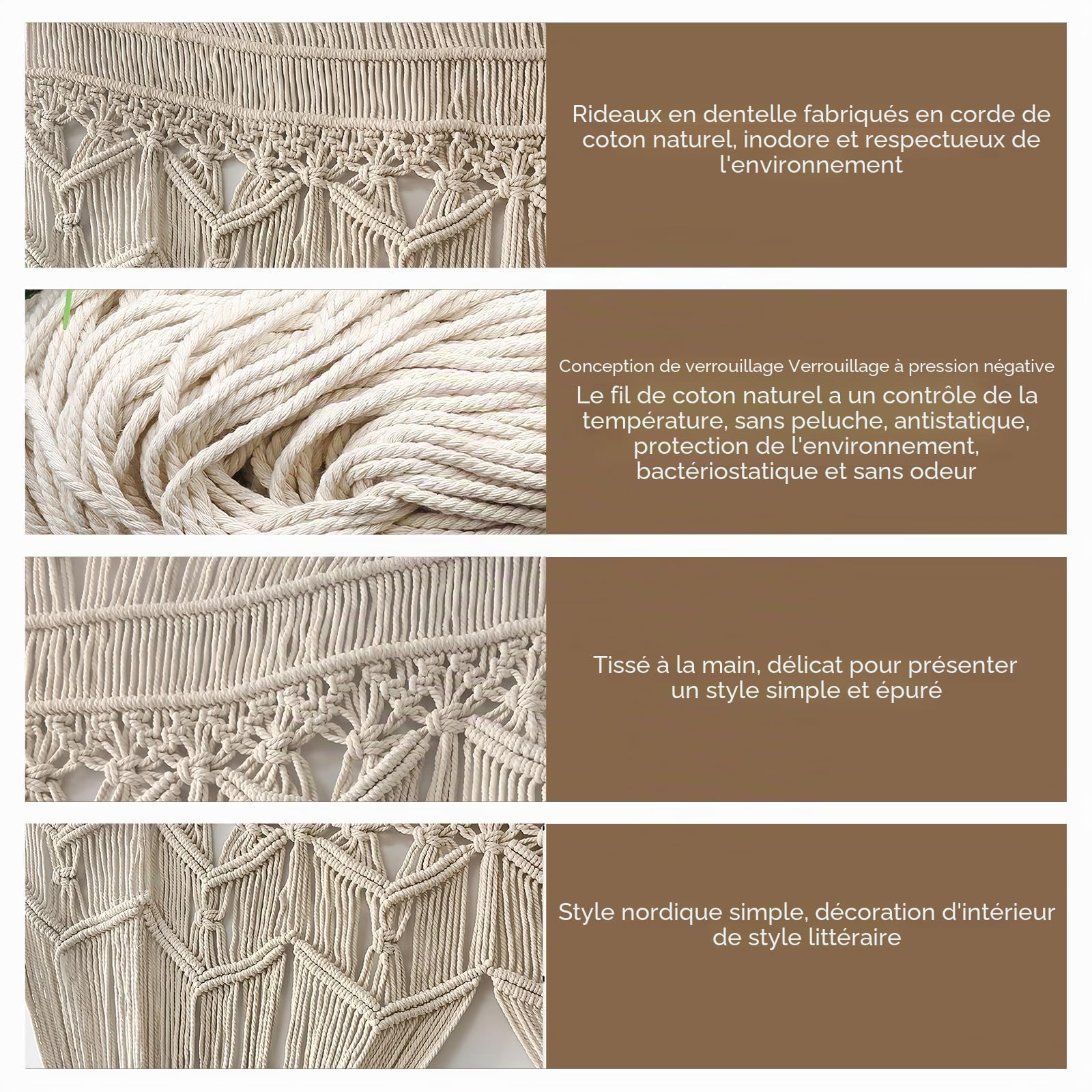 BORDEAG Tapisserie Murale Macramé Tissée à la Main: Macramé Bohème Nordique Coton, Tenture Murale Décoration Murale Coton, für Salon Chambre Maison Mariage 100x180cm