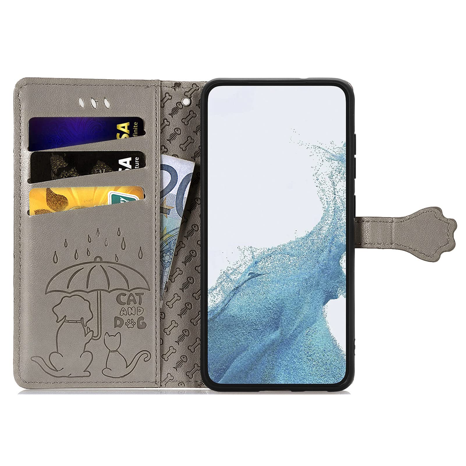 Cover Redmi 10 Prime WBWONE Leather Folio Cover Per Xiaomi Redmi 10 5G, Goffratura Rosa Custodia In Pelle PU Magnetica Libro Flip Portafoglio Case Con [Funzione Stand]. Oro Custodia Redmi 10 Prime