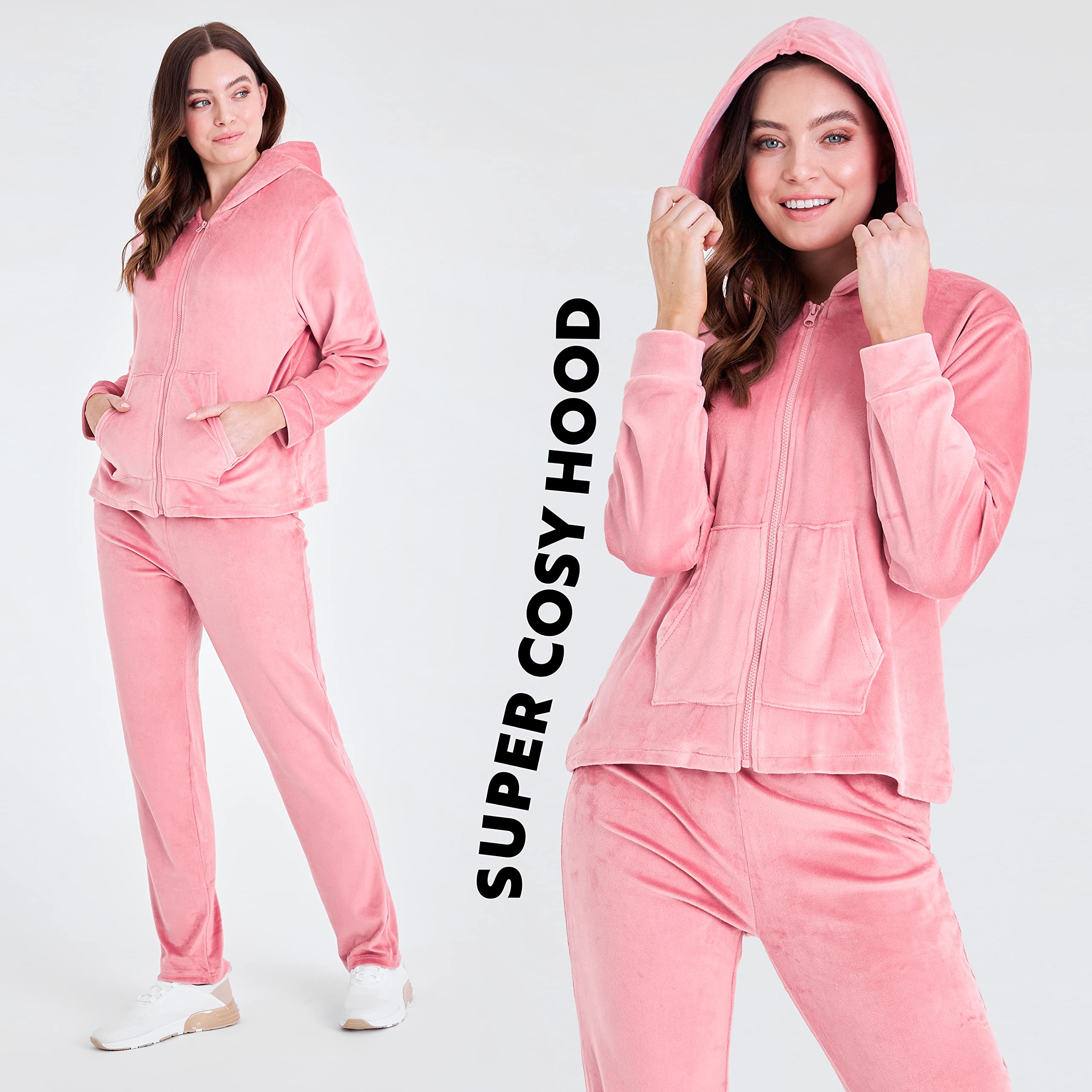 CityComfort Damski dres zapinany na zamek welurowy dres dresowy - bluza z kapturem, joggery 2-częściowy zestaw