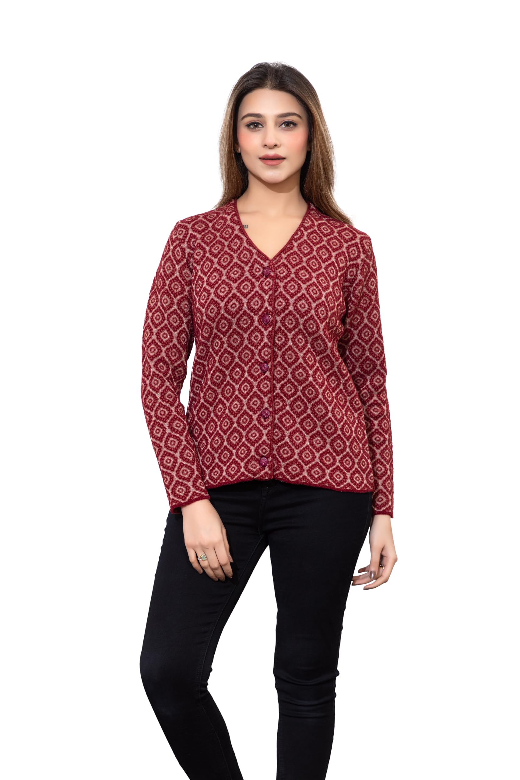 twenty me Winter Wear Casual Wear Outdoor Wear Acrylic Blend V Neck Full Sleeve Women's Cardigans (2884)-picture-9