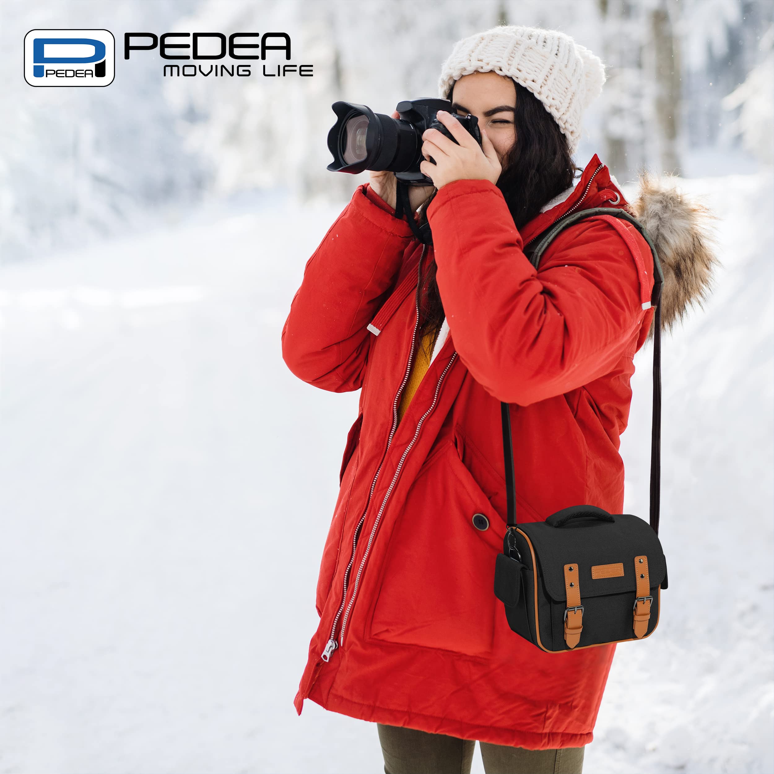 PEDEA Torba na aparat DSLR Vintage XL czarna wodoodporna osłona przeciwdeszczowa