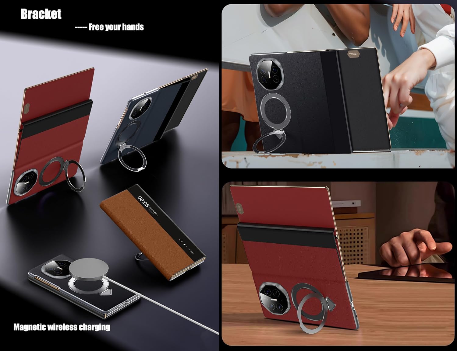 Intelligent Leather Mobile Phone Case for Huawei Mate XTs/XT. Magnetic, Bracket, Smart Cell-Phone Cover/Shell for Mate XTs