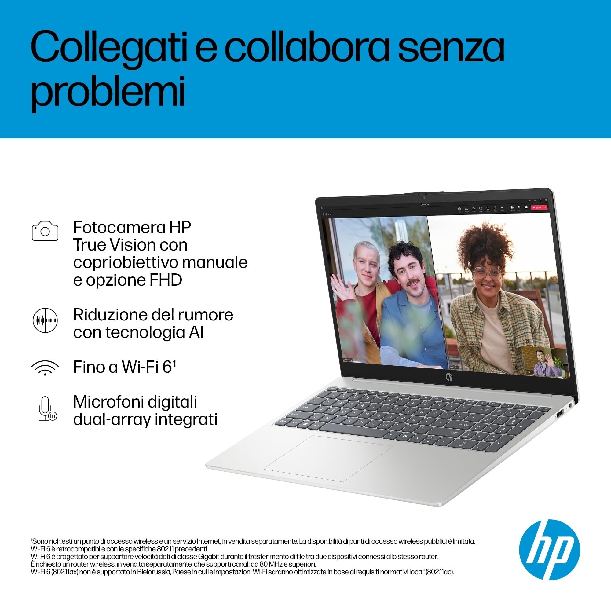 HP Laptop 15-fd1000slx, Notebook, Intel Core 7 150U, 16 GB RAM, 512 GB, Grafica integrata, Display 15,6" FHD Antiriflesso 250 nits, Laptop, Windows 11, Portatile, Argento