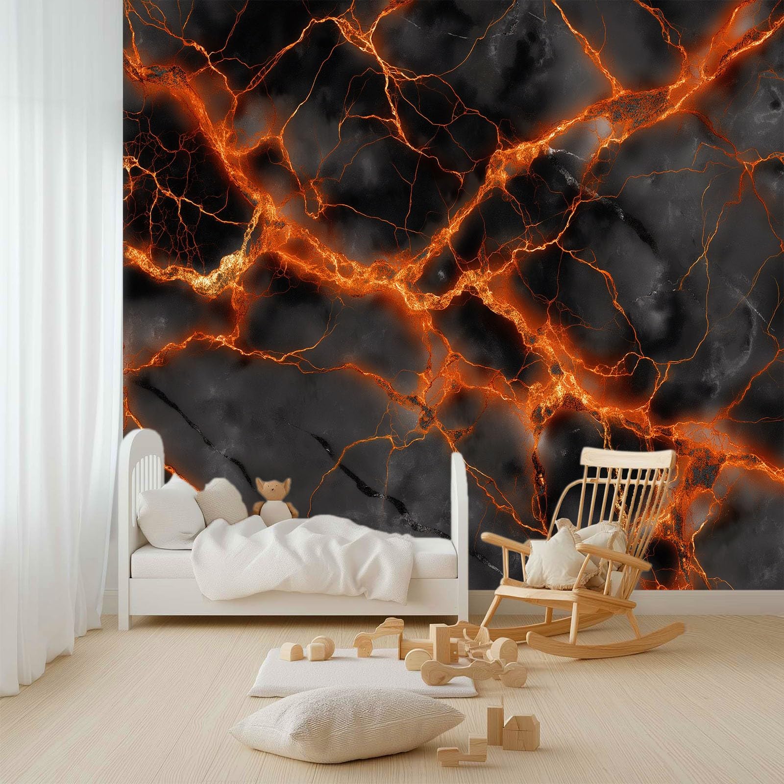 Générique Panoramiczna tapeta abstrakcyjny marmur tekstura magma czarny plakat ścienny z włókniny 200 x 140 cm dekoracja ścienna do salonu, sypialni, biura i tła telewizora