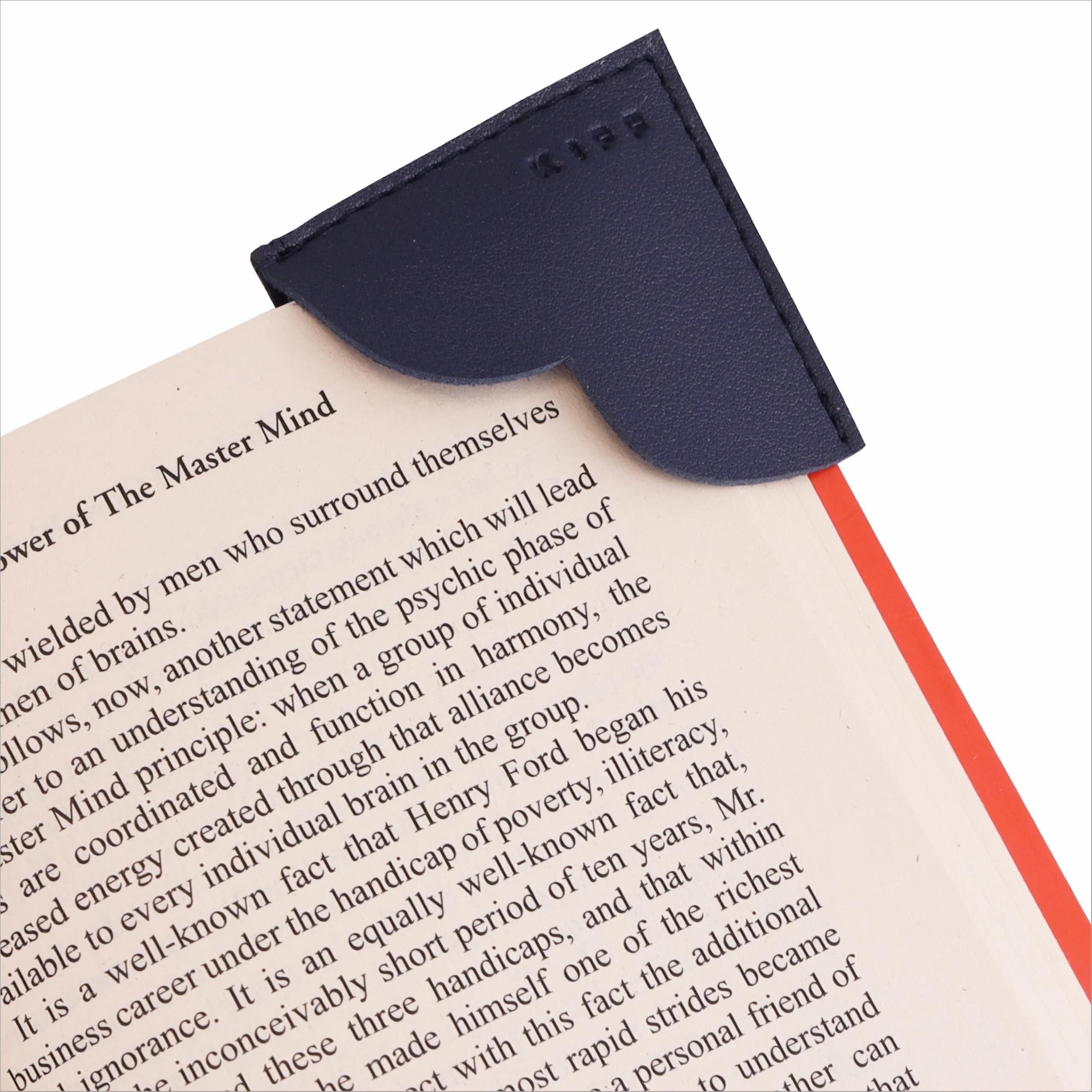 KIFF Book Buddy Vegan Leather Bookmark, Page Marker for Book Lovers, Book Mark for Novel & Bible, Book Accessories - Navy Blue