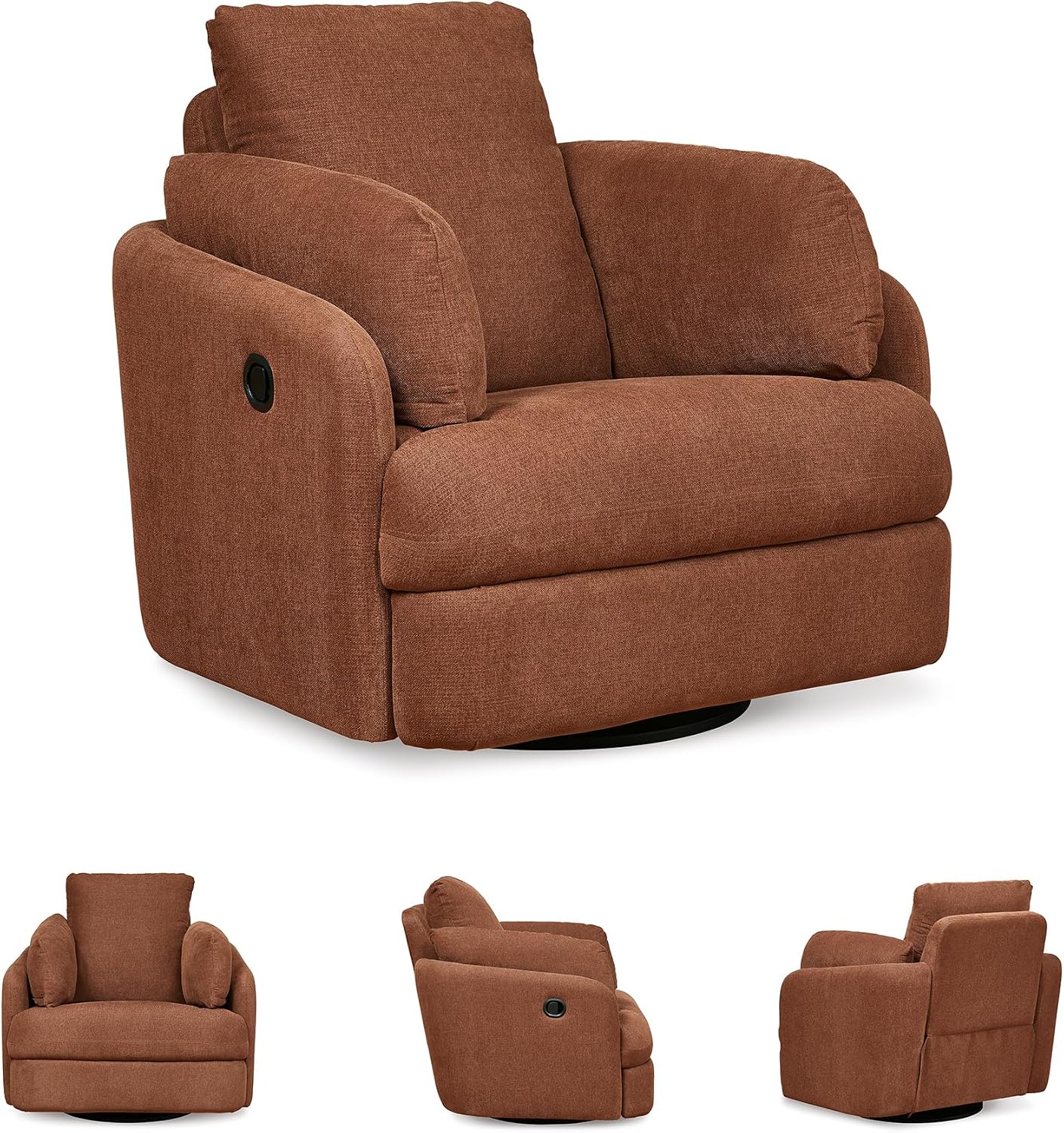 Signature Design by Ashley Modmax Contemporary Swivel Glider Recliner, Manual Reclining Chair for Living Room or Nursery, Next-Gen Nuvella Stain-Resistant Fabric, Hidden Storage, 42" W, Orange
