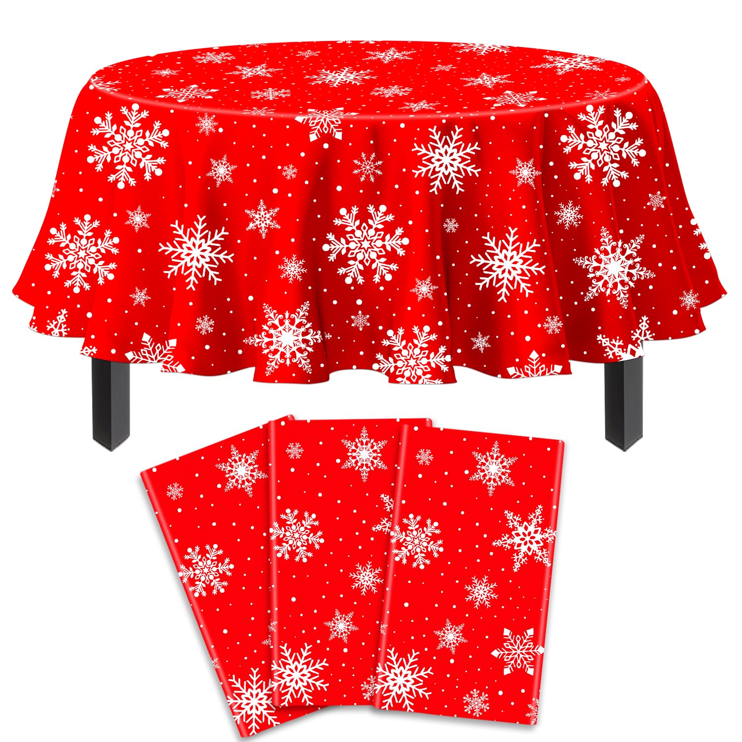 Peryiter 6 Pcs Winter Snowflake Plastic Tablecloth Decorations, Christmas Wonderland