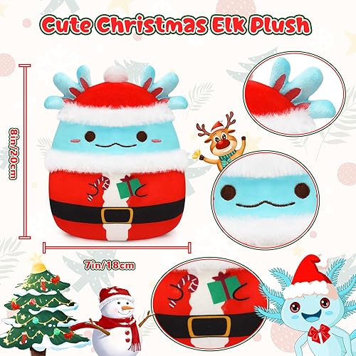 Miniatura 2 de Christmas Axolotl Plush Toy, 8-Inch Axolotl Stuffed Animal Christmas Plush Pillow, Soft Stuffed Animals Gifts for Kids Adults Birthday,Blue