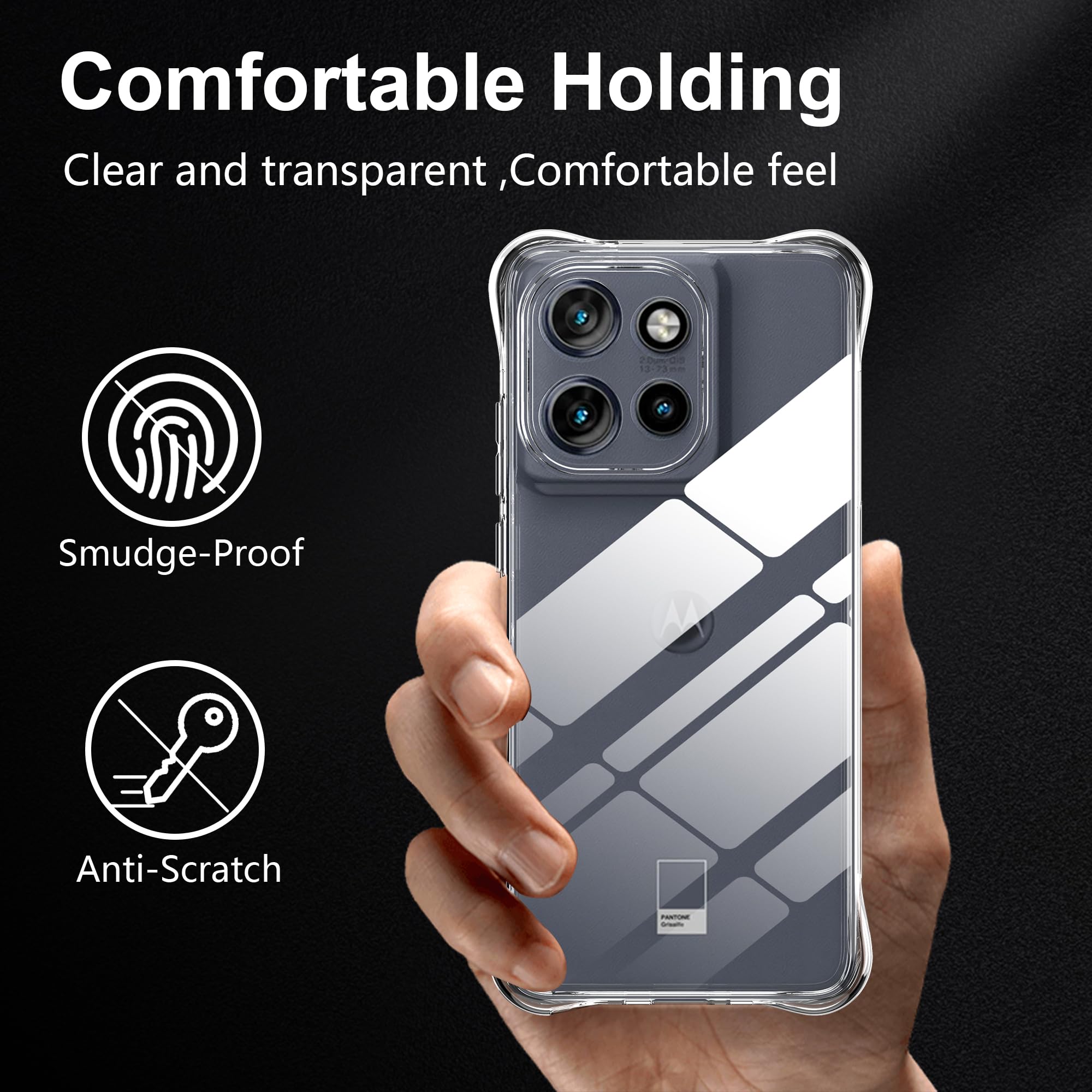 zZjoOoj Custodia per Motorola Moto Edge 50 Neo/Edge 60 Neo Cover e 2 Pezzi Pellicola Vetro Temperato[Senza Bolle] con Angoli di Protezione Antiurto,Clear Soft Silicone TPU Mobile Phone Case