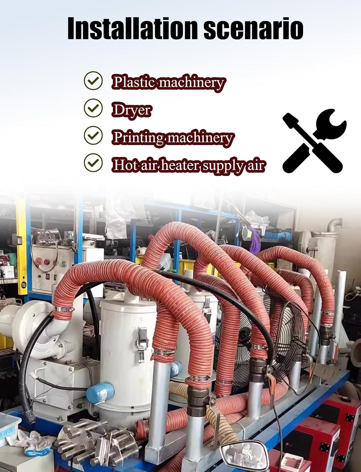 Industrial Grade Red Silicone Hose - Steel Wire Reinforced Flexible Duct, Fire Retardant Fiberglass Vent Hose for Workshop(7.6cm/3.00in,100cm)
