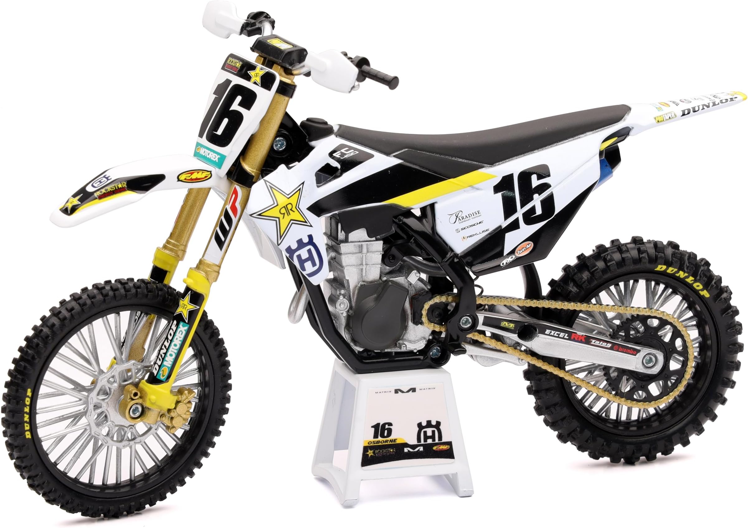 New-Ray New Ray - Moto Cross Husqvarna FC 450 2020 Team Zach Osborne N°16 - Miniature Scale Children's Vehicle Reproduction 58243 Multicolor
