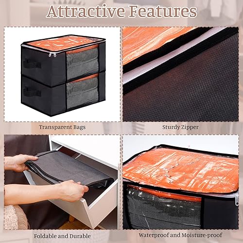 Miniatura 3 de 6 bolsas de almacenamiento transparentes con cremallera, contenedores de plástico para ropa, mantas, organizadores grandes con asas para ropa de