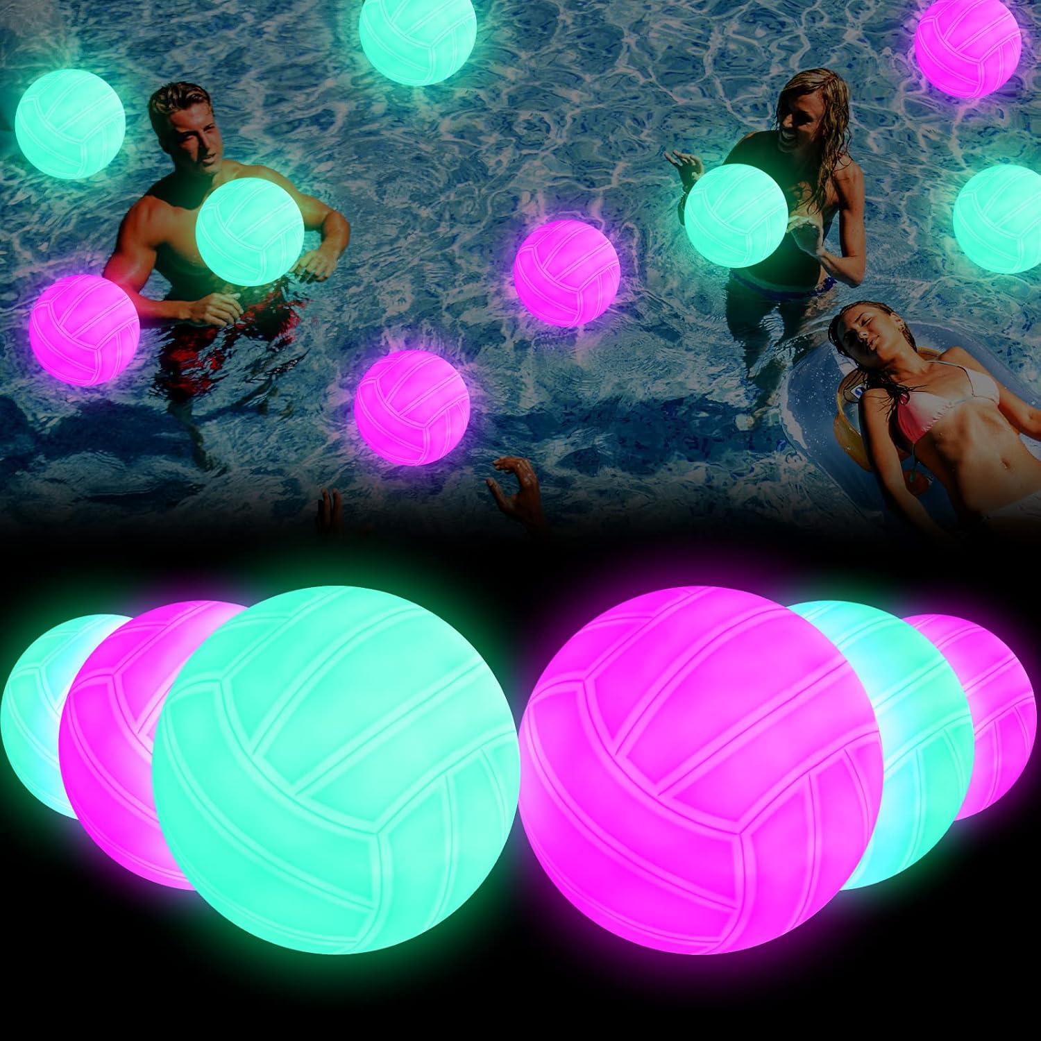 Threan 6 Pieces Glow in The Dark Volleyball Light up Led