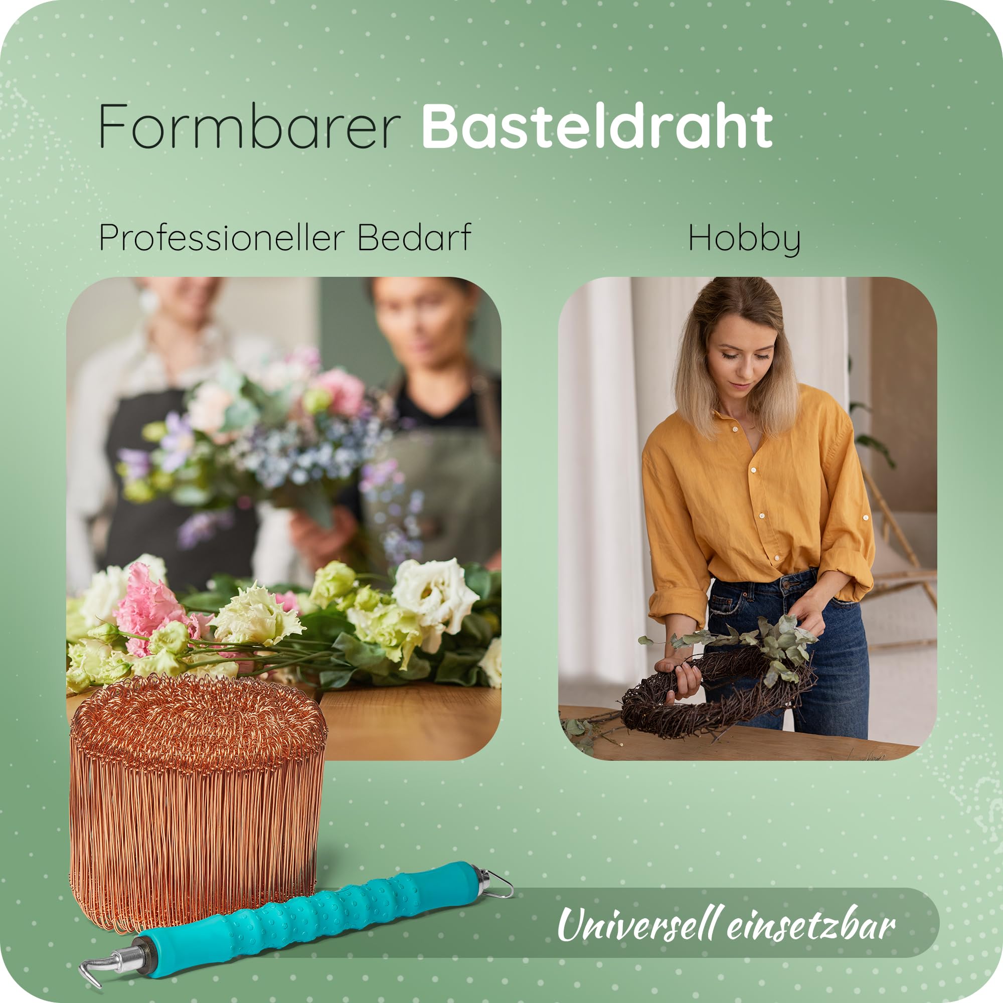 Novatool 5.000 Stück Rödeldraht mit Ösen 1 x 120mm Bindedraht verkupfert, robust & langlebiger Drilldraht, Drahtbinder, Ösendraht, Drahtschlaufen, Ideal als Floristendraht und Blumendraht