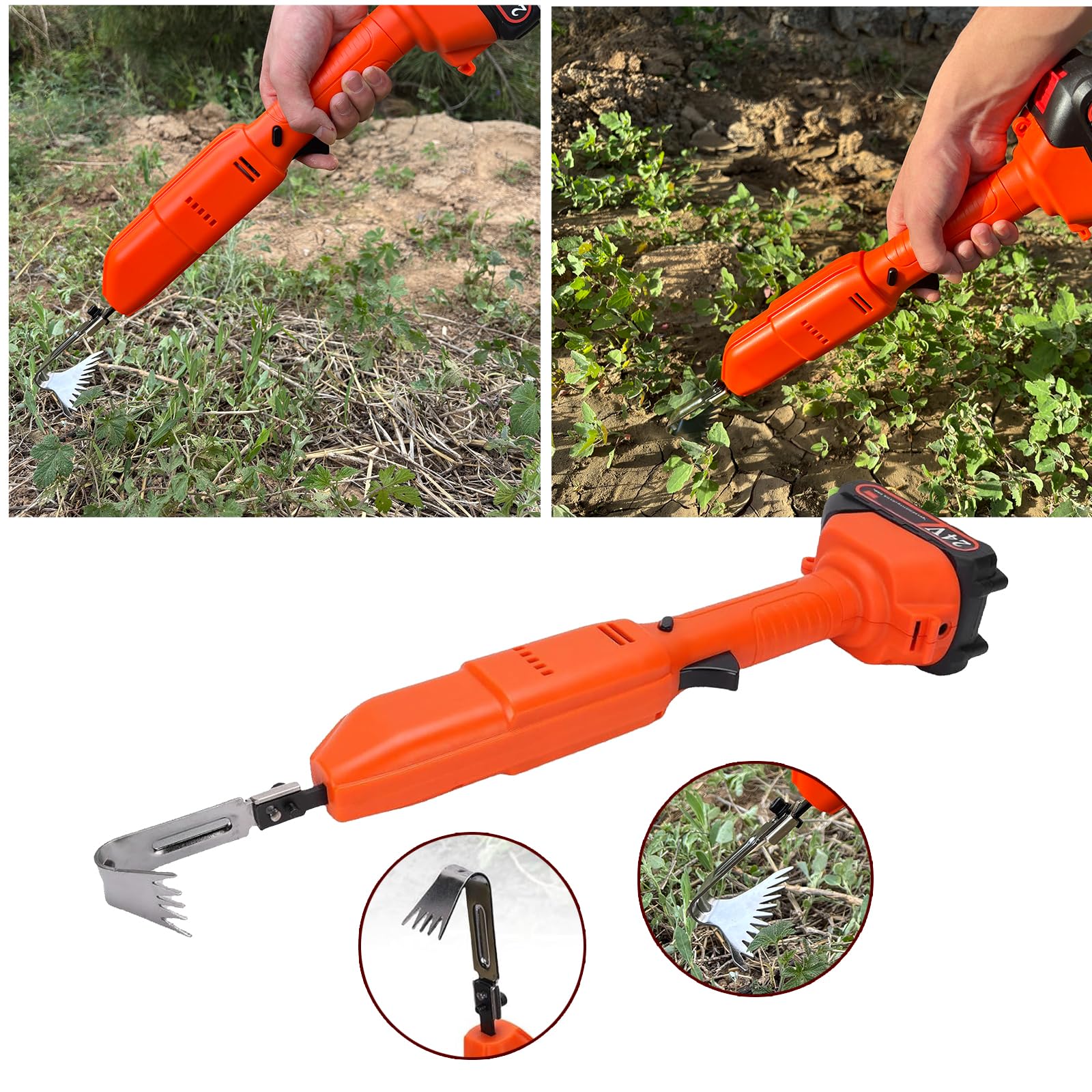 Zappetta da Giardino 24V Motorizzata A Batteria, Rastrello per Erbacce E Zappa da Giardino, 2500 giri/min Zappa Elettrica Portatile Con Asta di Prolunga per Diserbare Allentare Terreno