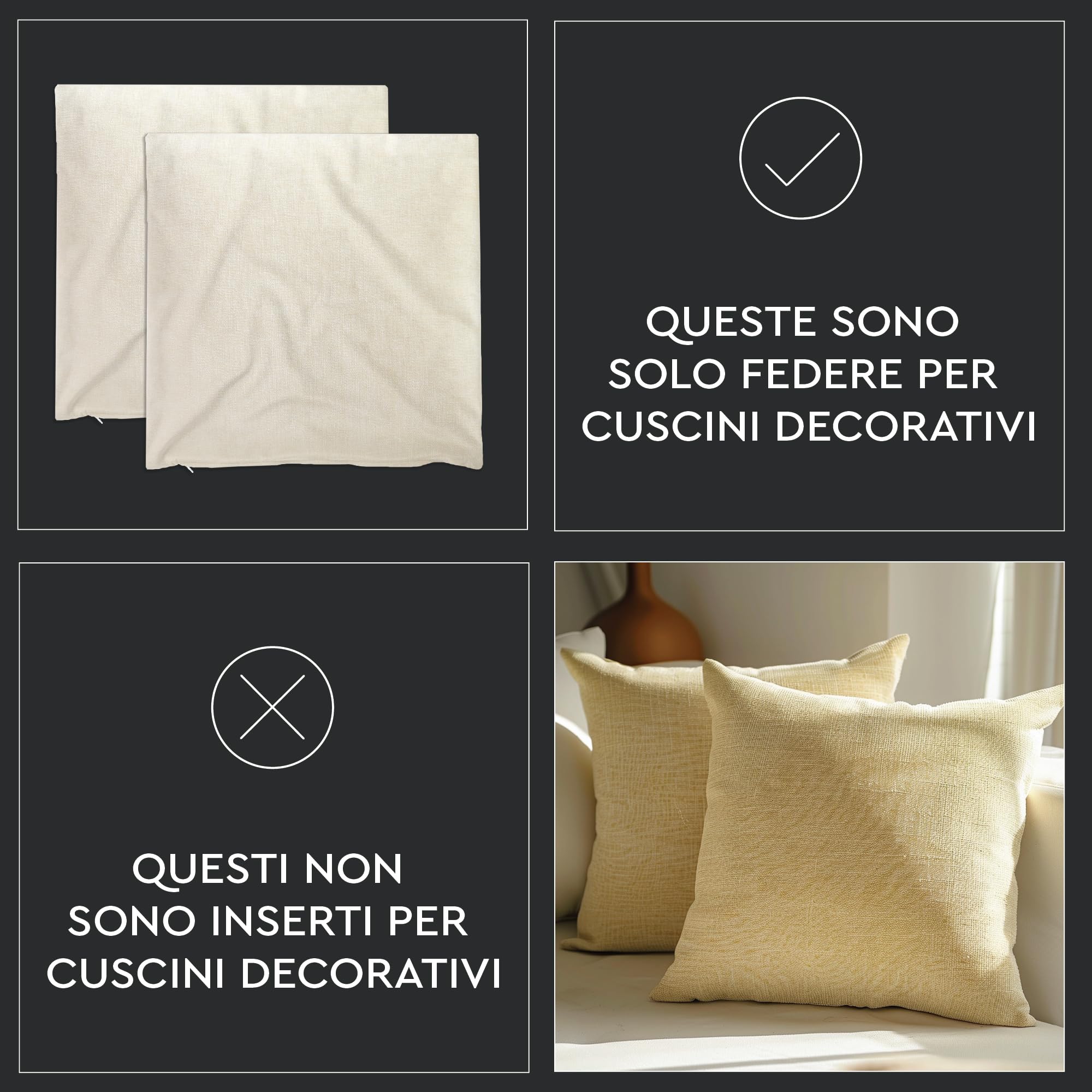 Encasa XO Fundas de Cojín de Chenilla Juego de 2 | Gris - (24"x24") (60x60 cm) | Fundas Decorativas de Cojín Cuadrado para Sofá, Decoración del Hogar, Sofá