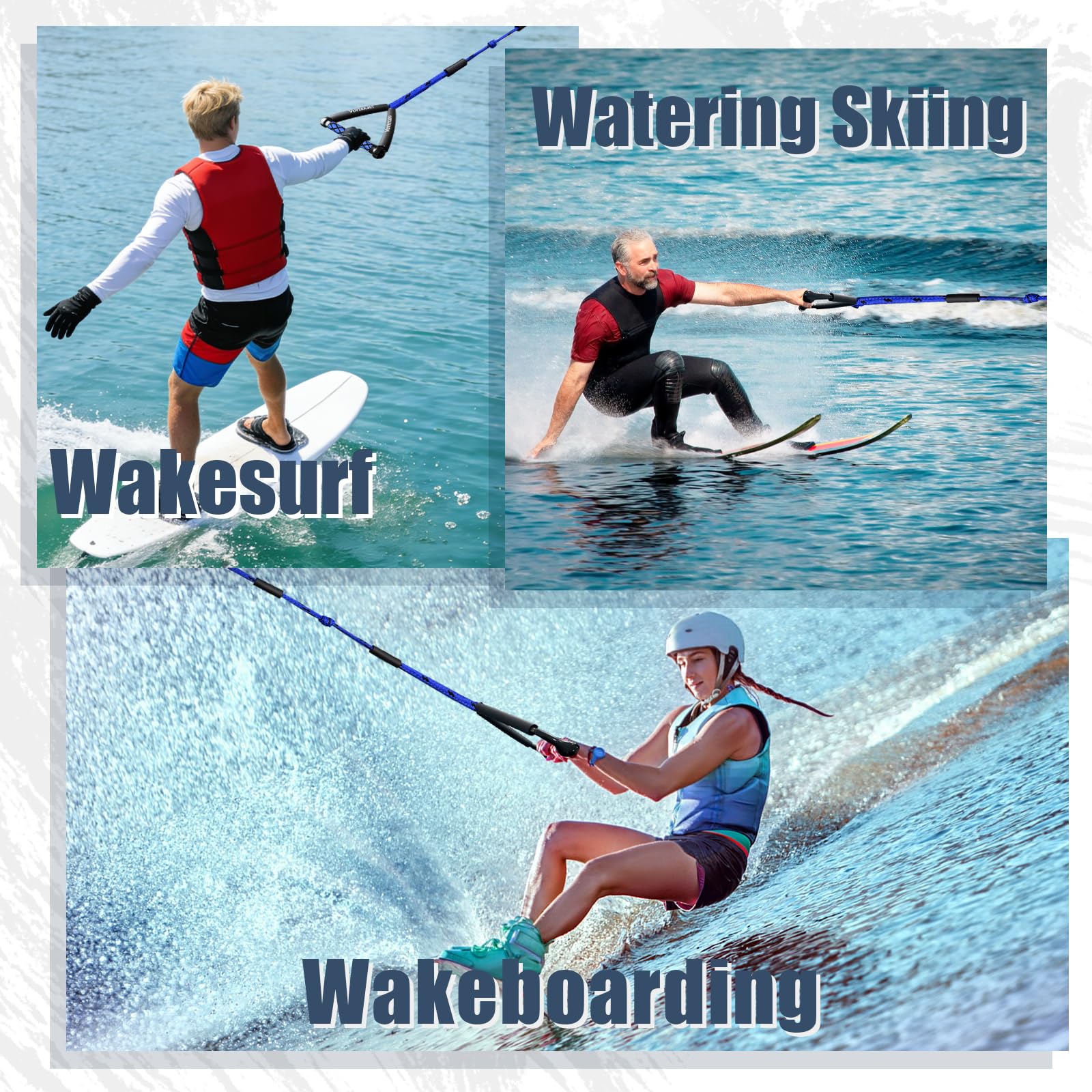 Wakesurfseil mit Griff, 7,6 m Leinen für Wakeboarden Wasserski und Wakesurfen