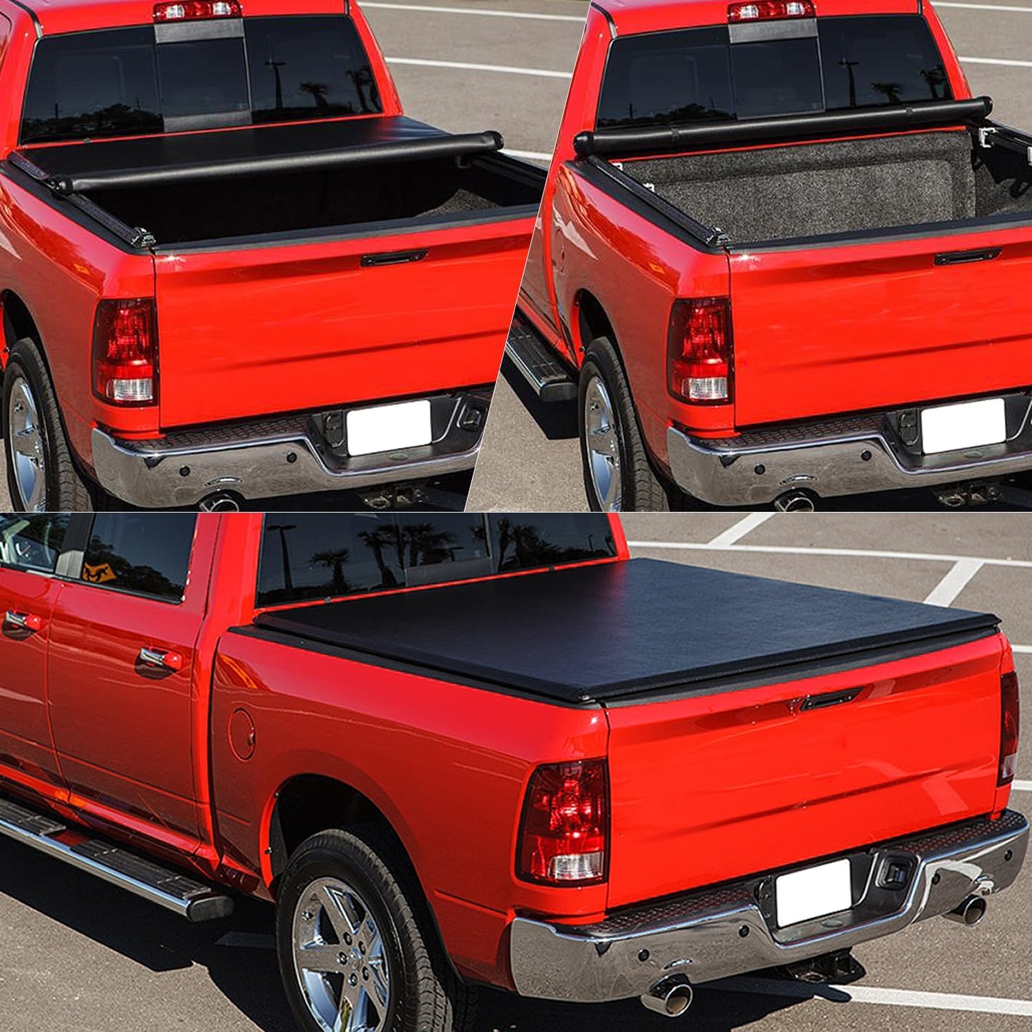 DNA Motoring TTC-RU-051 Pickup Truck Bed Top Roll-Up Vinyl Soft Tonneau Cover Compatible with 1995-2004 Tacoma 6Ft Fleetside / Styleside Bed