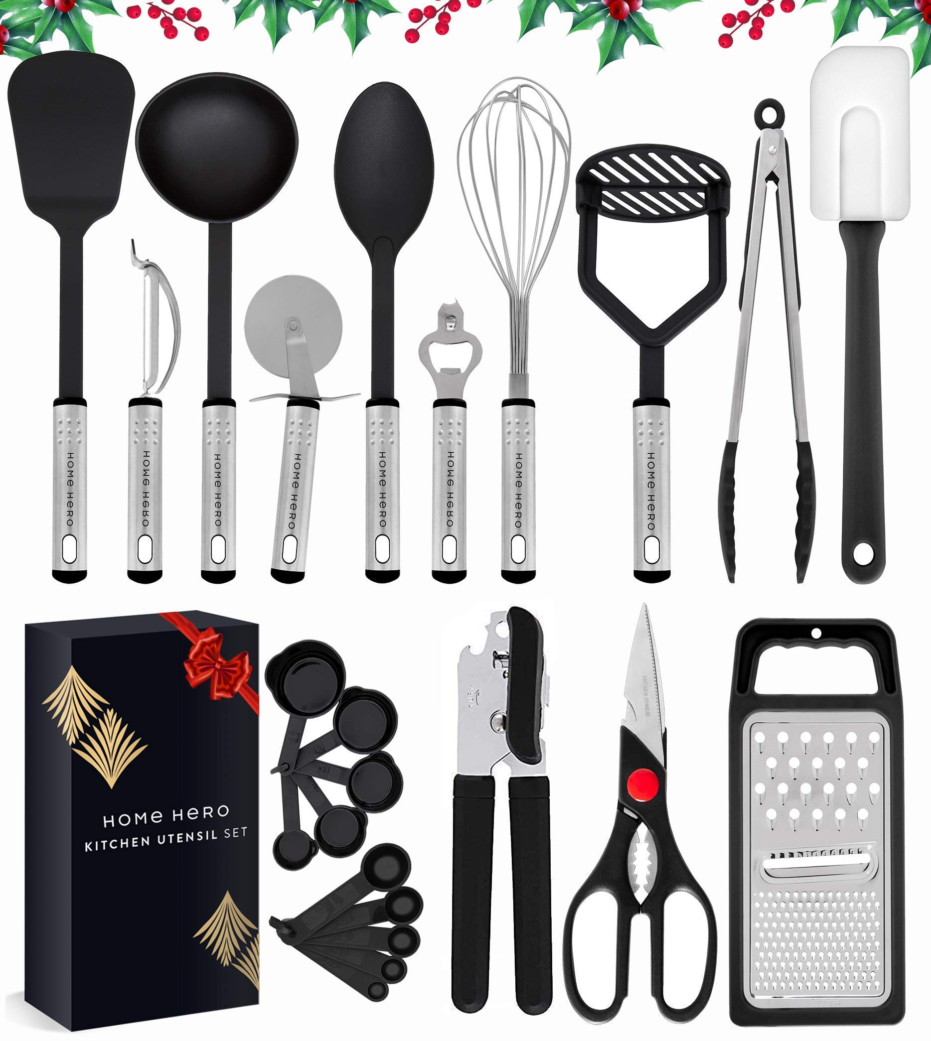 Home Hero Kitchen Utensil Set - 23 Nylon Cooking Utensils - Kitchen Utensils with Spatula - Kitchen Gadgets Cookware Set -...