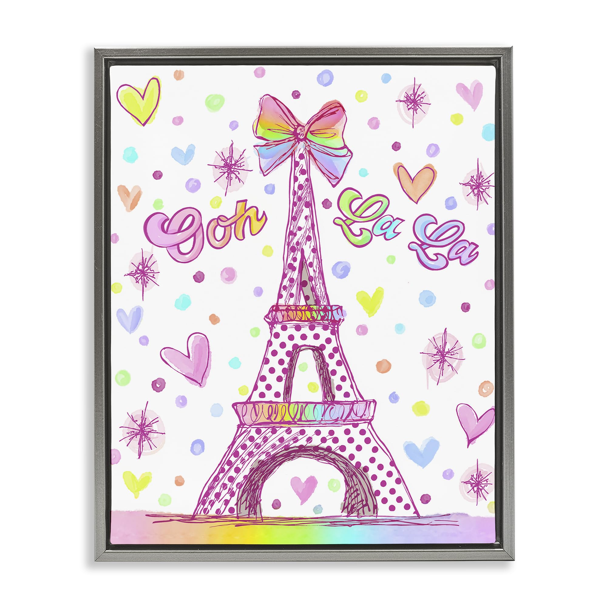Stupell Industries Luster Gray (Matte) 'Bright Pastels Eiffel Tower', Floating Frame Canvas Art, Gray, 25 X 31 Inches, Easy To Hang And Sturdy, Made In Usa, By Jess Stempel