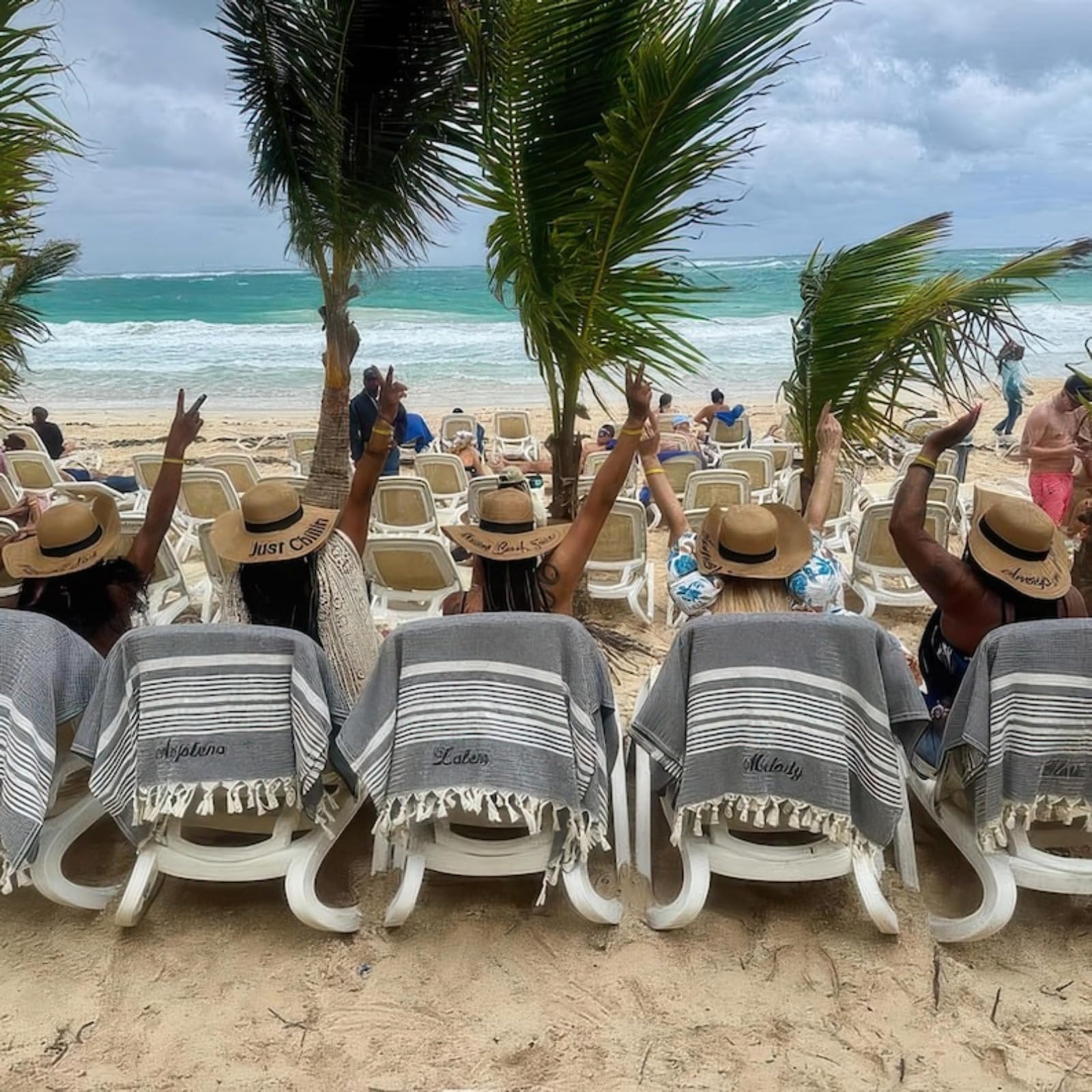 Juego de toallas de playa turcas personalizadas de 2/4/6/8, toalla de playa personalizada con nombre bordado, toallas de algodón grandes para adultos, regalo de despedida de soltera, dama de