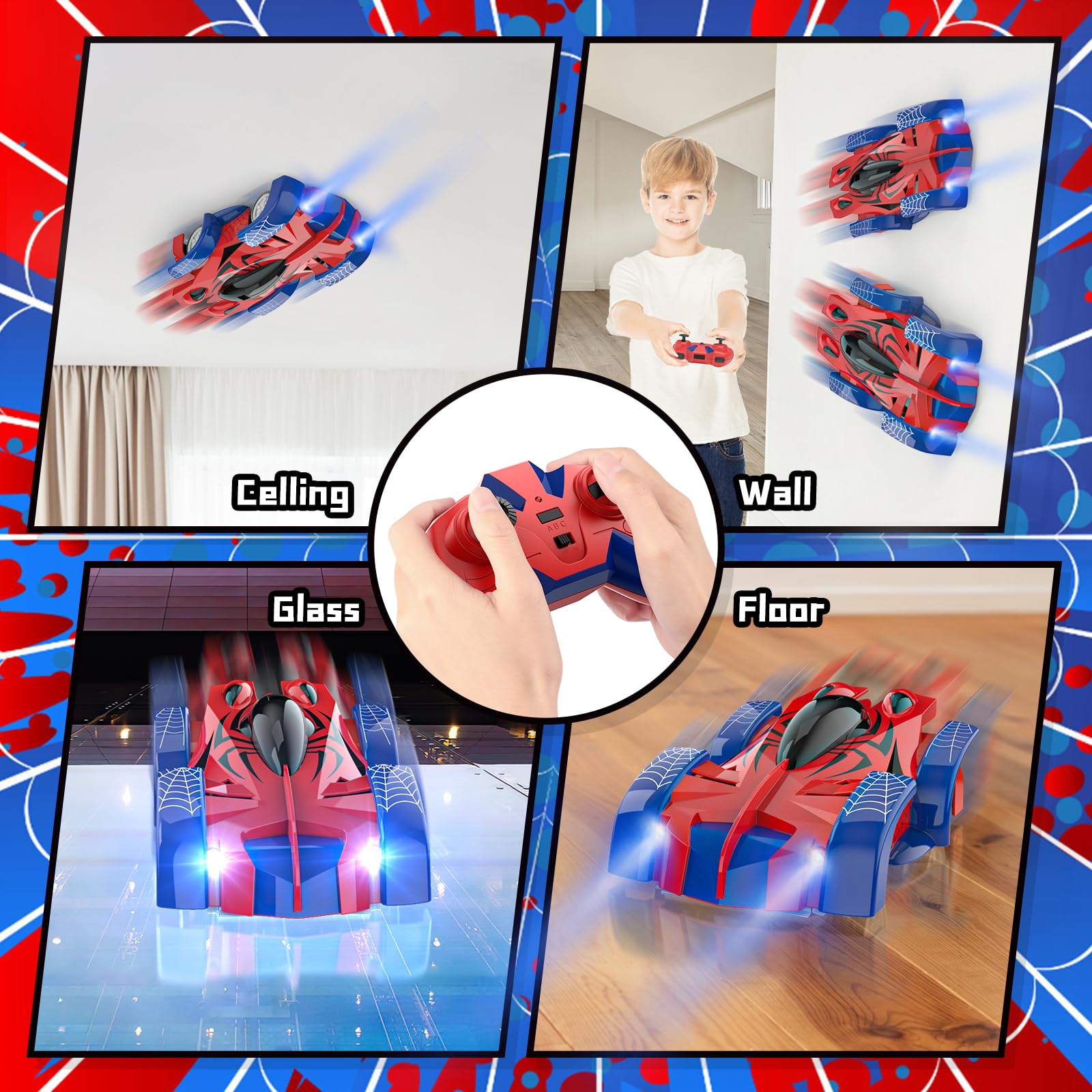 Macchina Telecomandata per Bambini 3-12 Anni, 360° Rotazione Auto Radiocomandata Arrampicata Muri RC Drift Car Ricaricabile con Luce LED Giocattoli Giochi Regalo Compleanno per Maschio Bambina