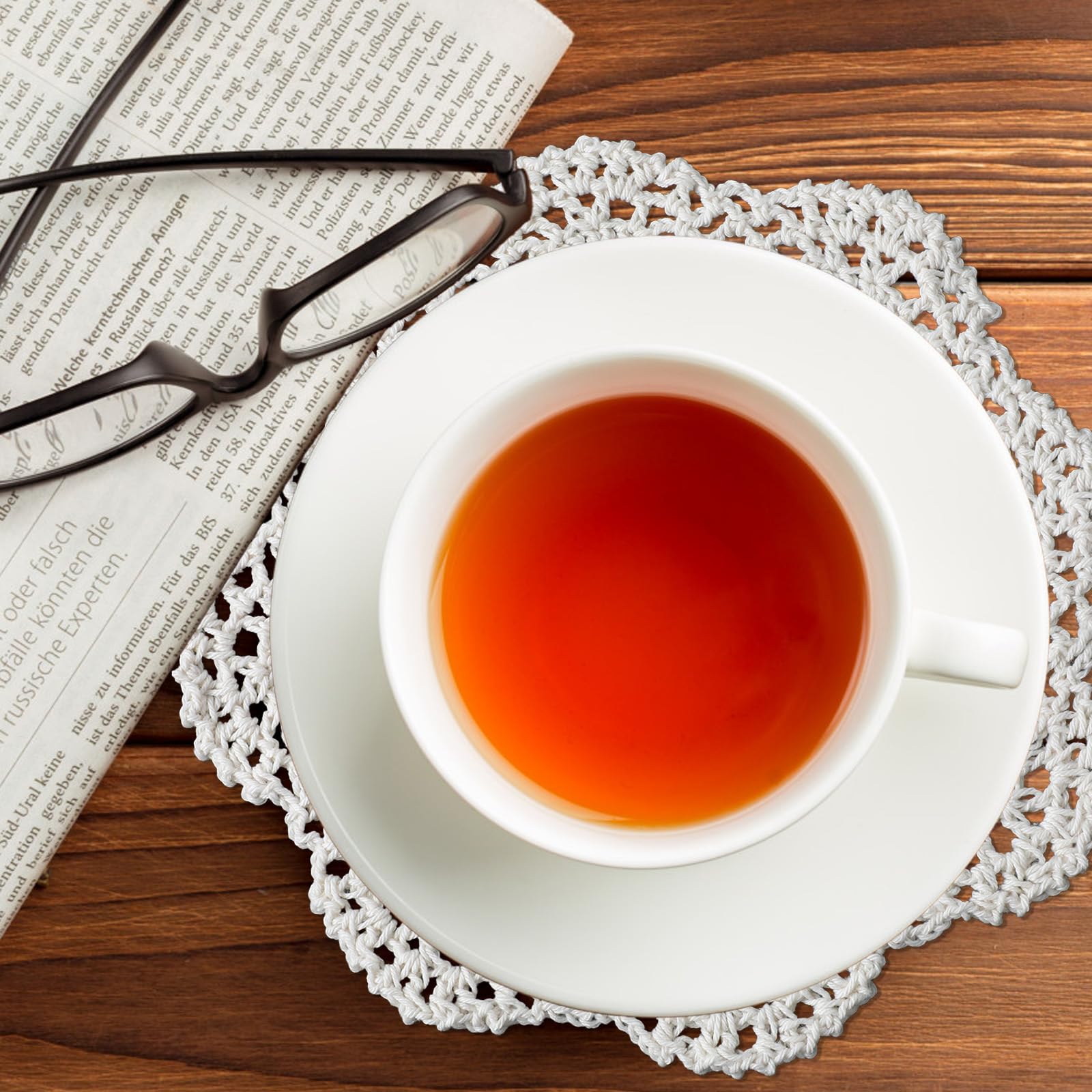 6Pcs Cotton Lace Doilies Vintage Crochet Doilies 6 to 8 Inch Round Cotton Handmade Lace Cloth Fabric Placemats Doilies for Tables Kitchen Dining Room Dessert Coasters Wedding Birthday Party Decoration