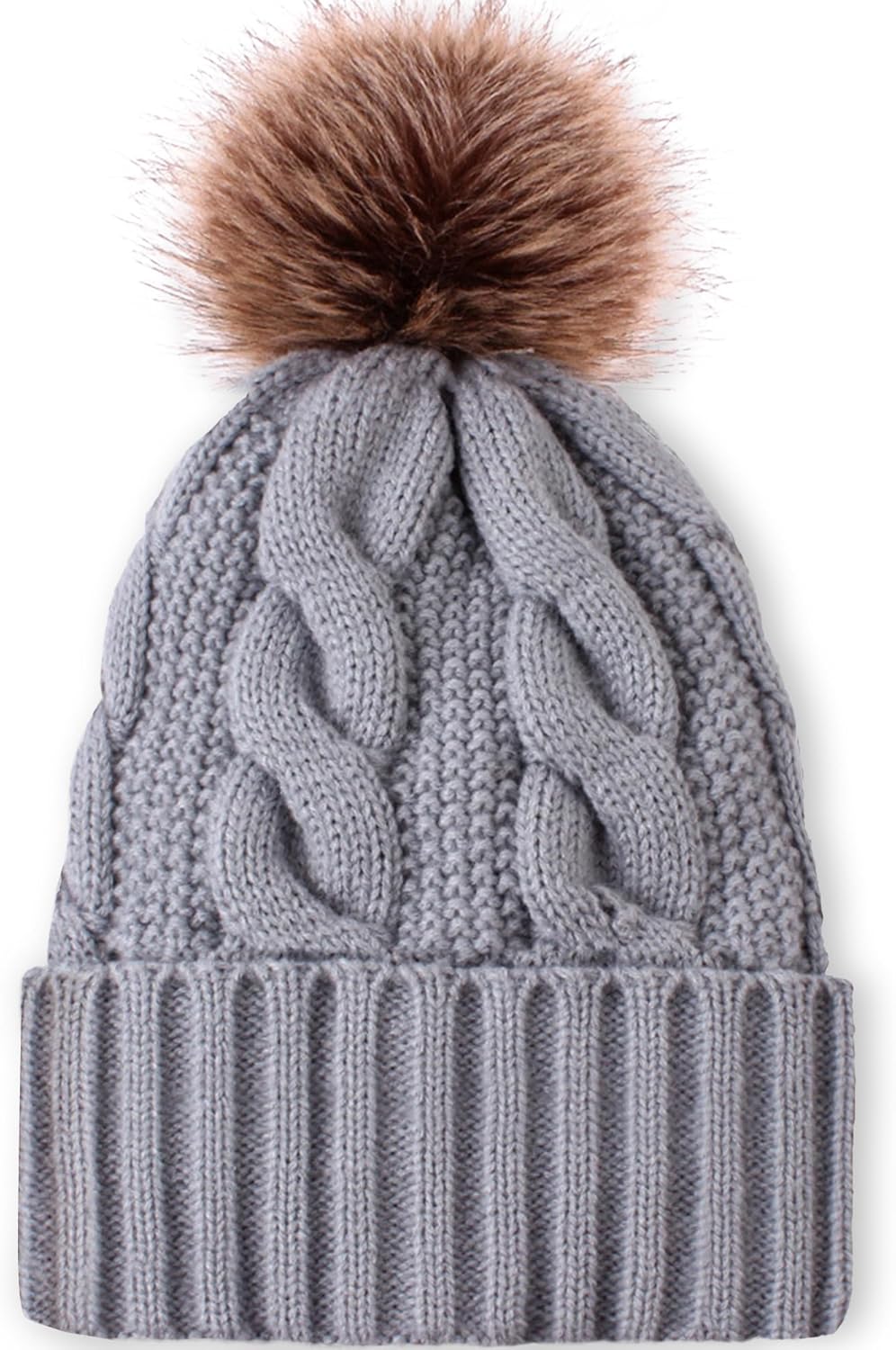 TAROSE Womens Winter Hat Beanie, Warm Soft Hat for Women Pompom Knit Hats Ski Cap with Faux Fur Lined