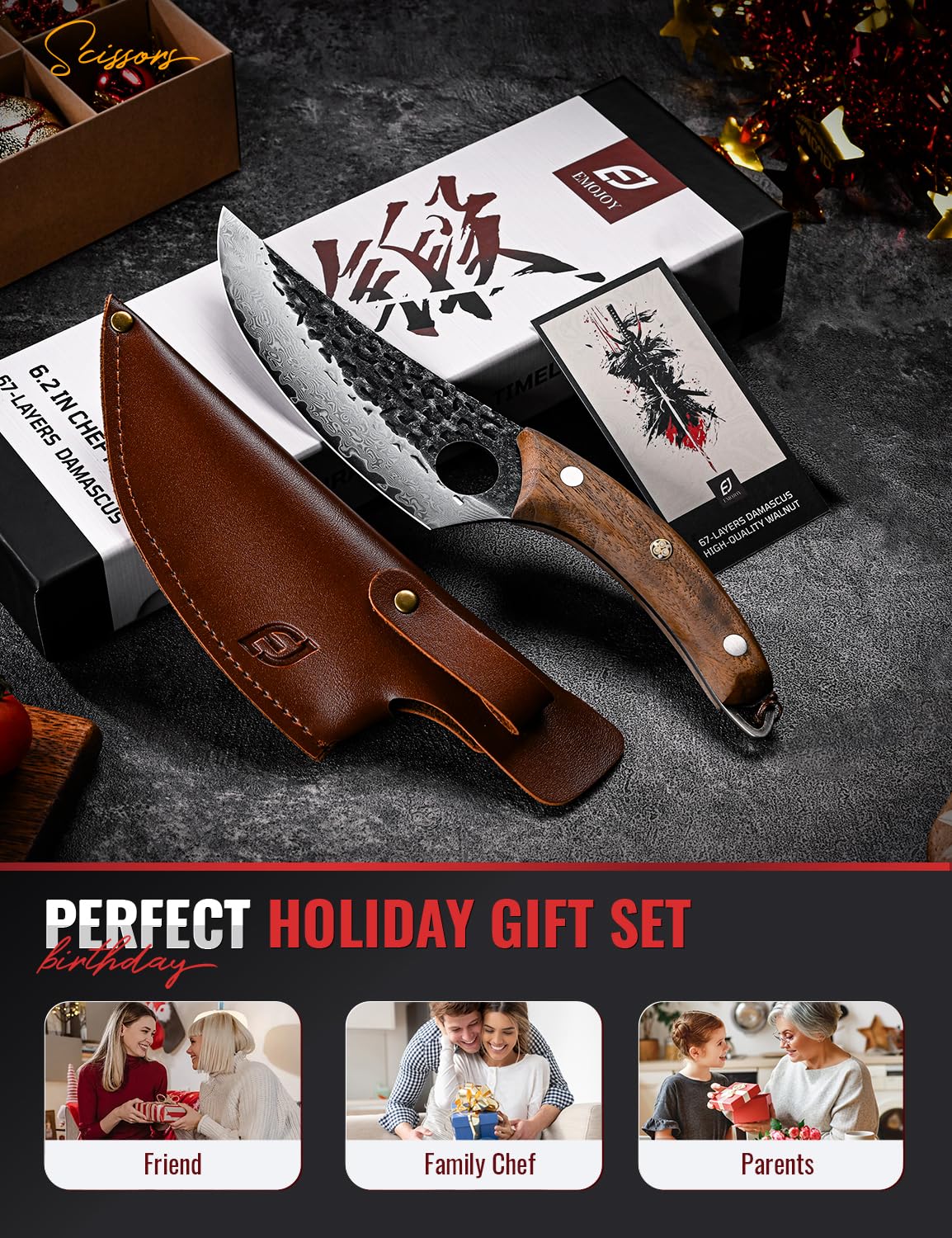 Emojoy Damascus Chef Knife - 6.3" Japanese Steel -7