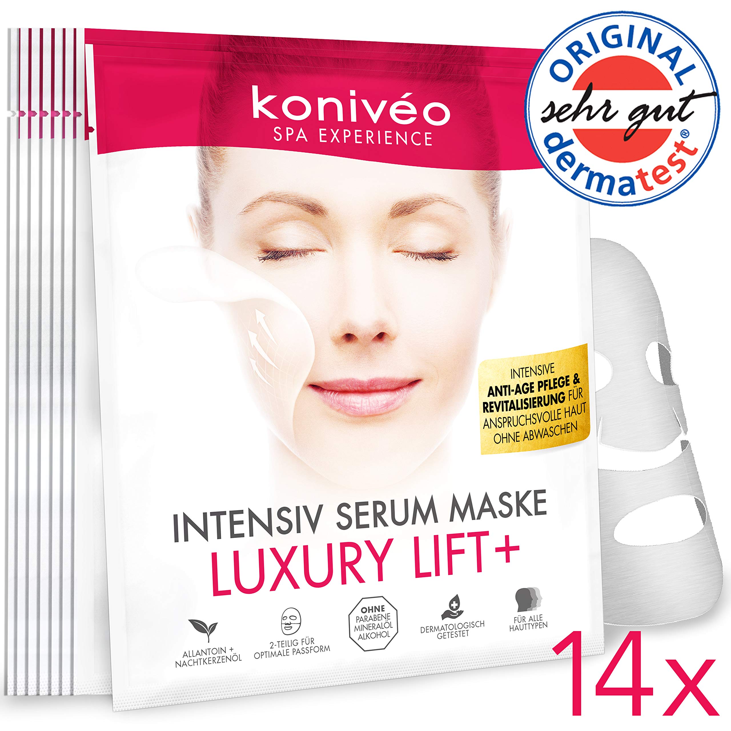 Premium Sheet Mask – Lifting Hydrogel face mask Anti Aging Anti Ageing Anti Wrinkle. Parabens free. German Derma-Test rating “Excellent” Pack of 14