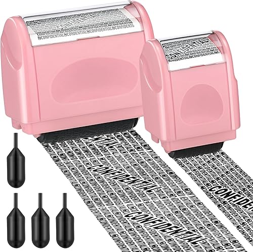 Miniatura 12 de Nezyo Paquete de 2 Sellos de Rodillo de Protección de Identidad Robo de Identidad, Confidencial, Sello de Rodillo de Privacidad Bloqueador