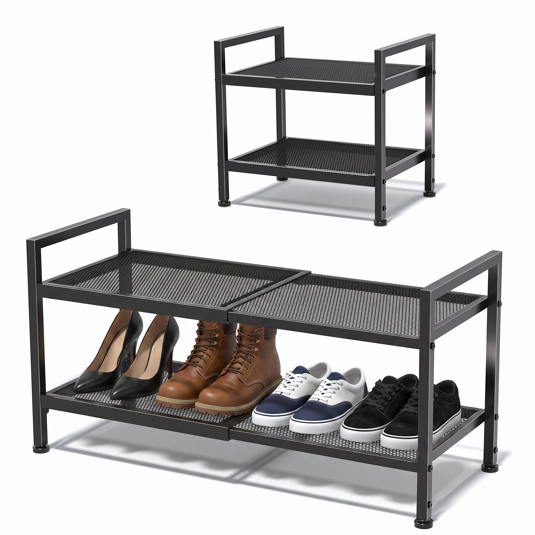 Photo 1 of neatevday Expandable 2-Tier Shoe Rack - Black